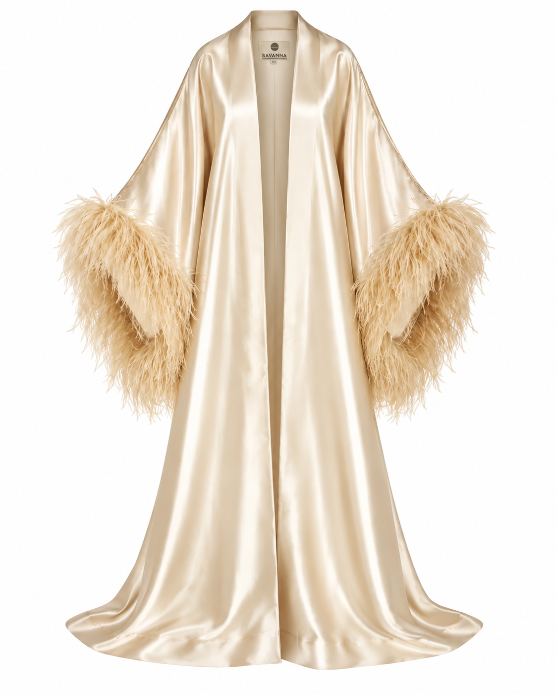 Feather Trimmed Embellished Kaftan-Abaya