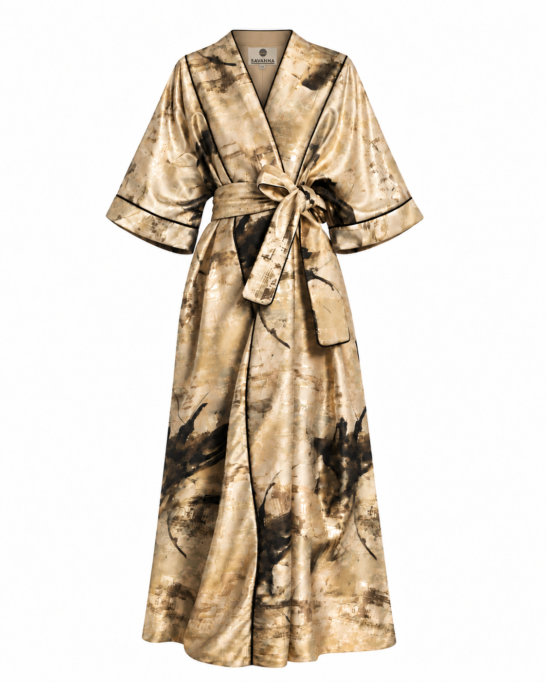 Kimono Bouffant Silk Long Kaftan