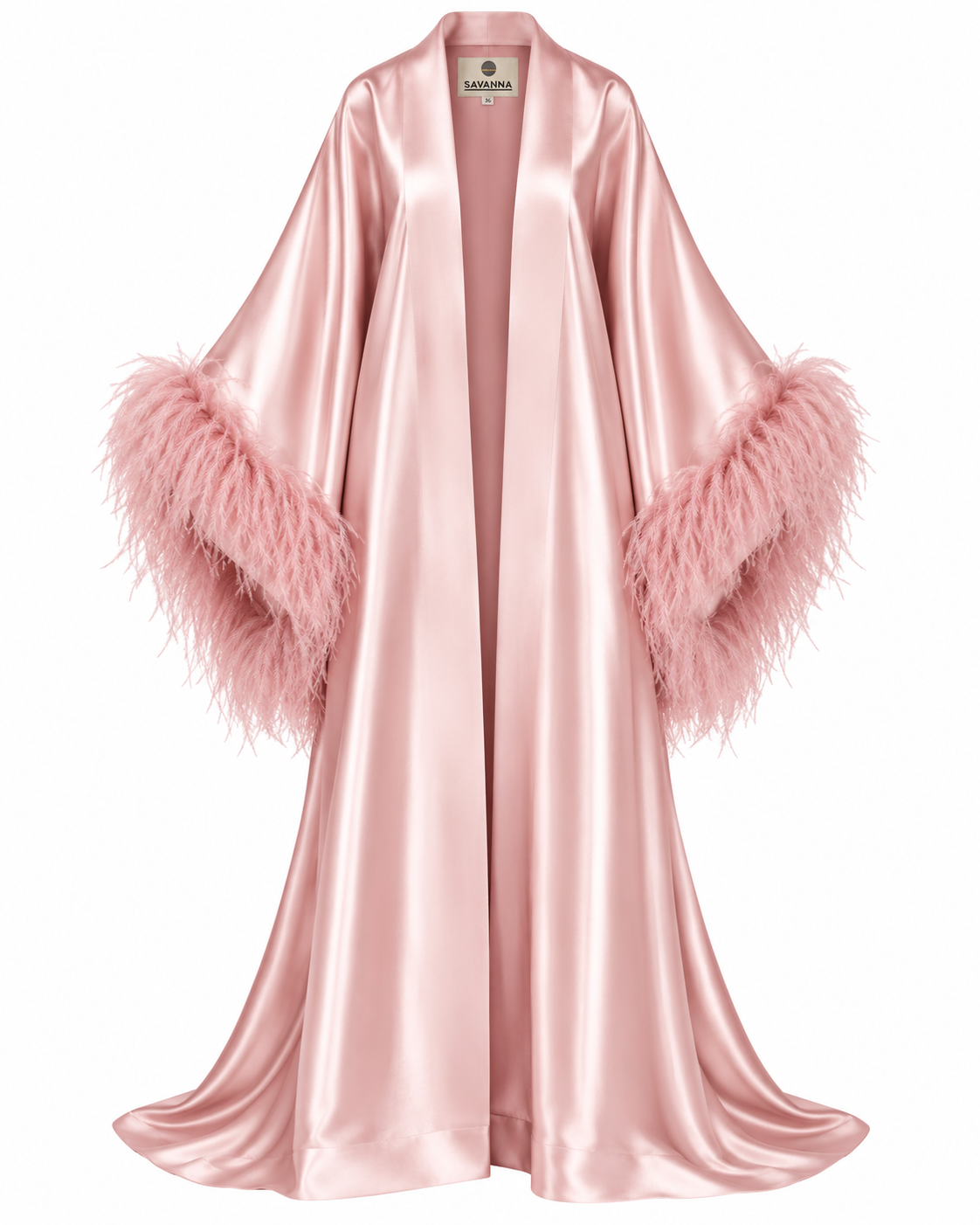 Feather Trimmed Embellished Kaftan-Abaya