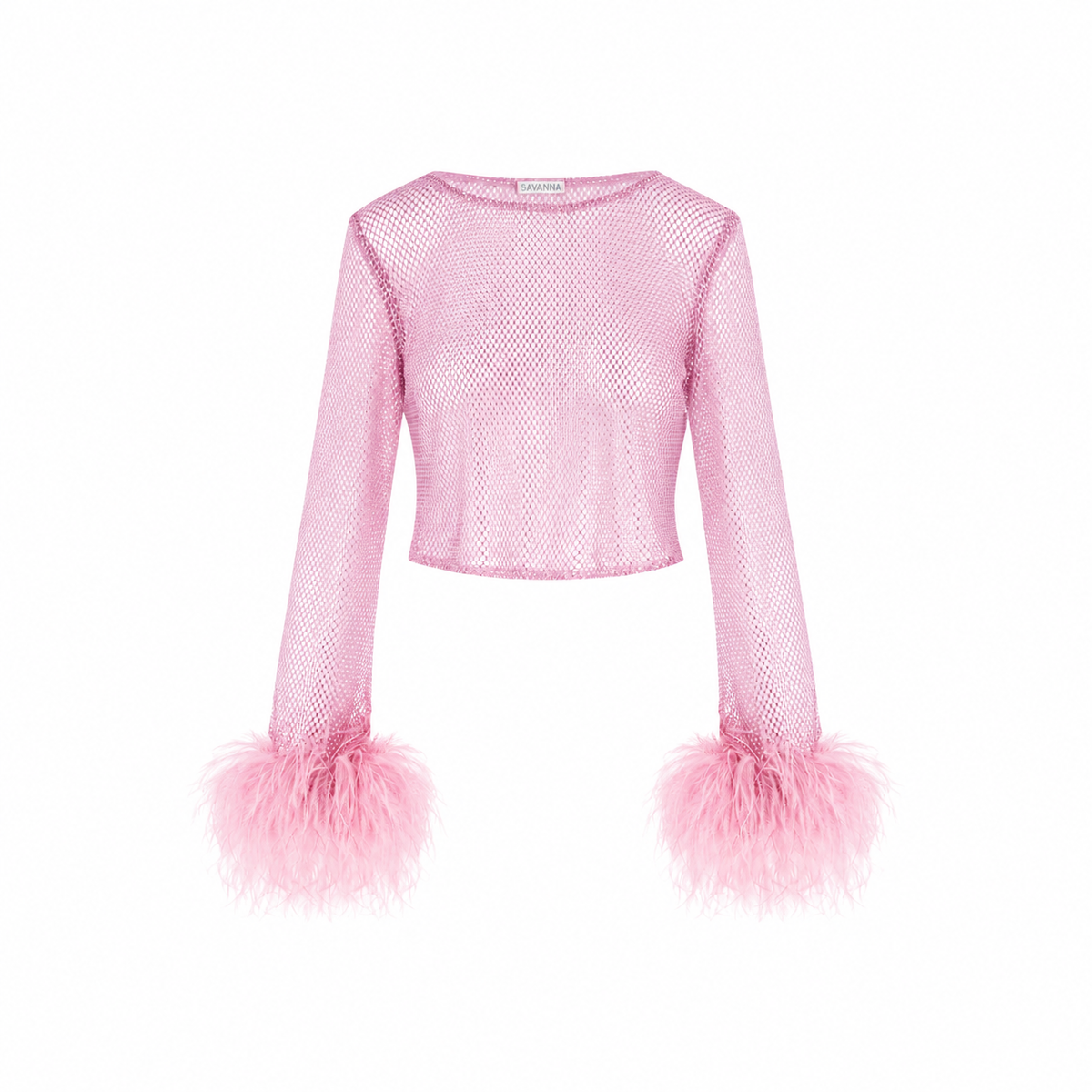 Feather-trimmed Crystal Embellished Crop Top