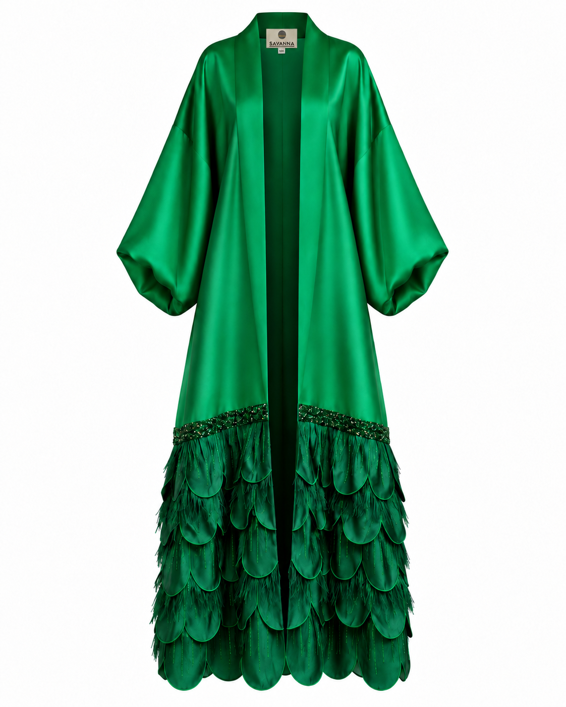 Essence Feather Detail Silk Abaya