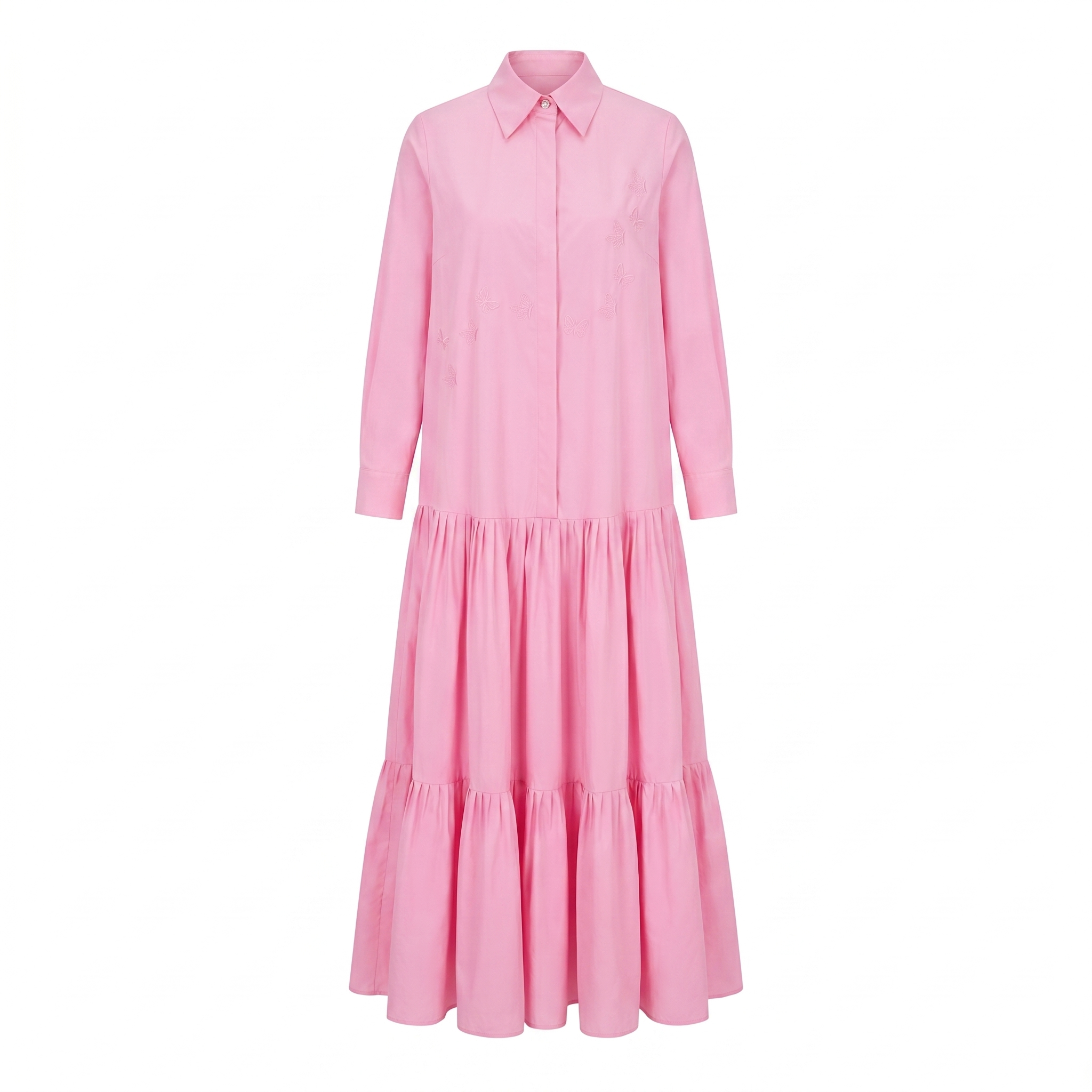 Butterfly Embroidery Shirt Dress