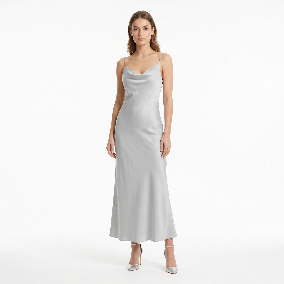 Essential Satin Cowl-Neck Slip Dress