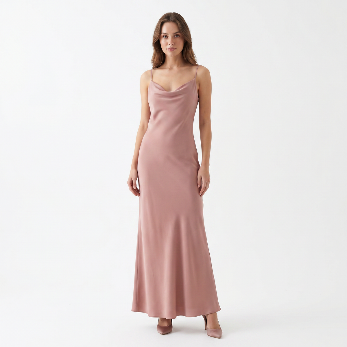 Essential Satin Cowl-Neck Slip Dress