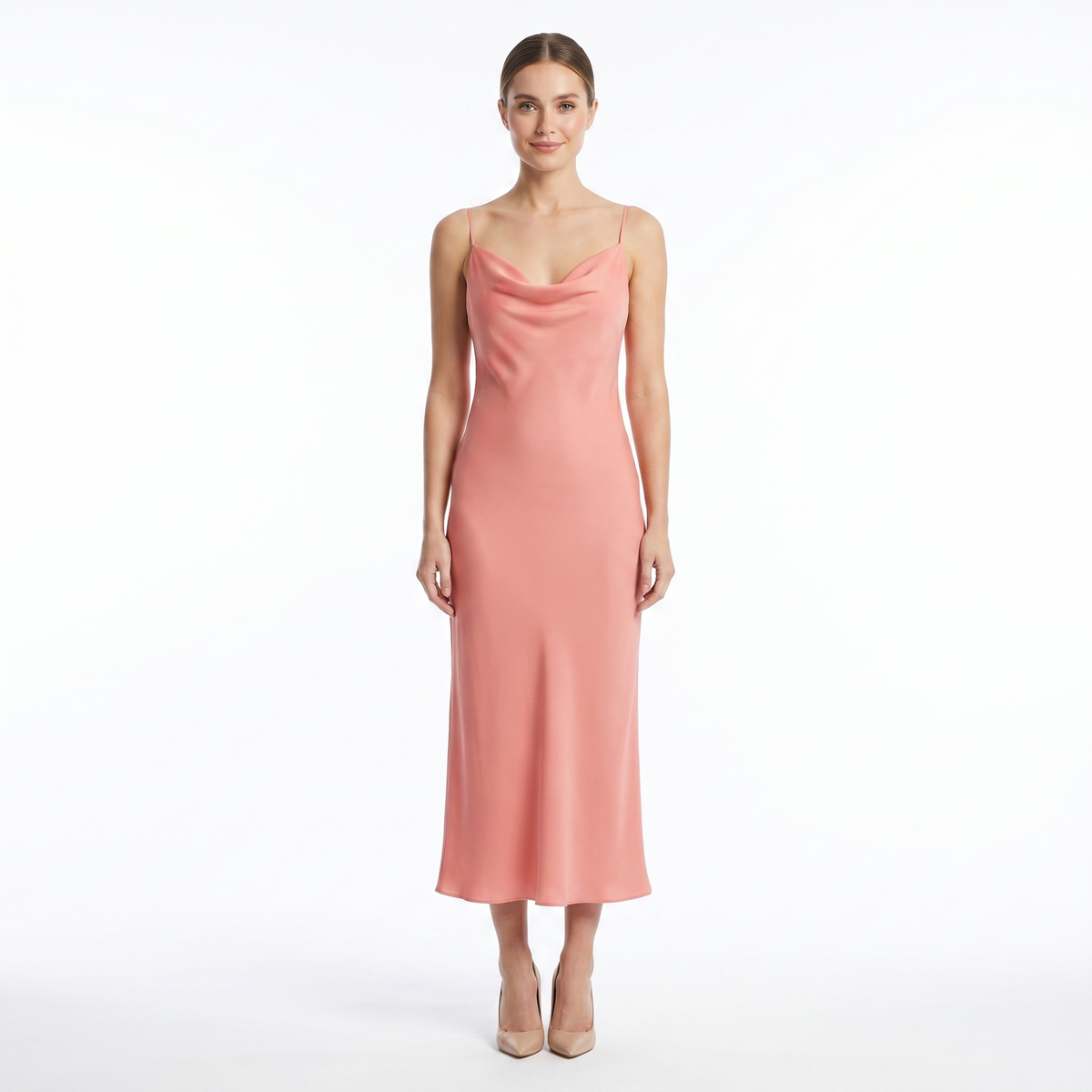 Essential Satin Cowl-Neck Slip Dress