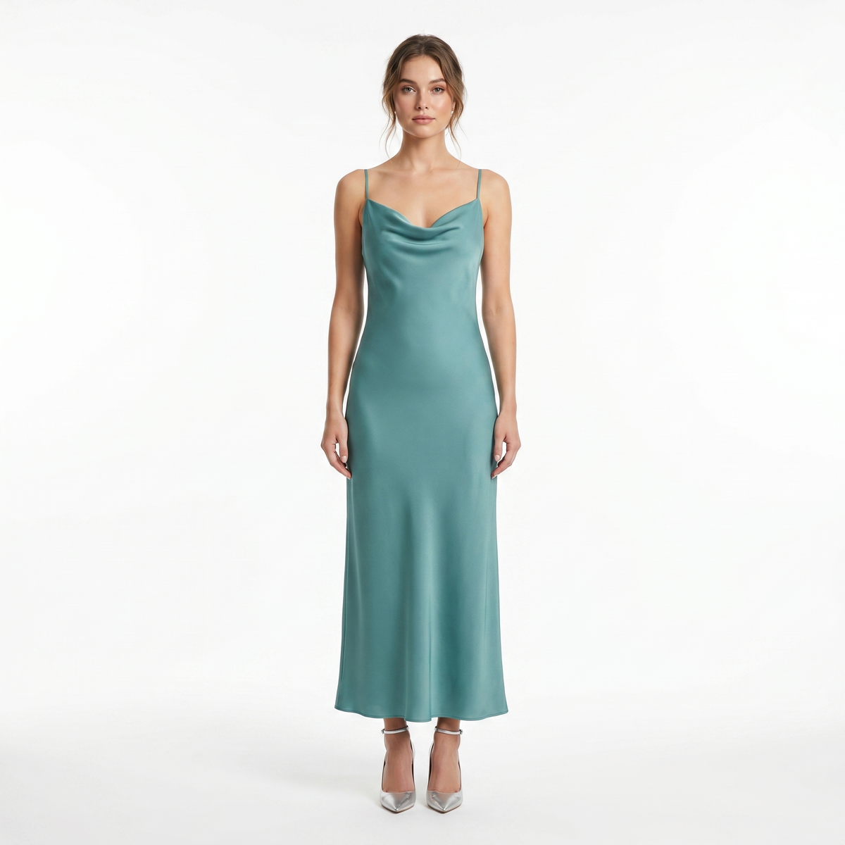 Essential Satin Cowl-Neck Slip Dress