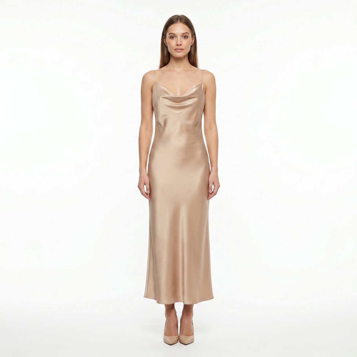 Essential Satin Cowl-Neck Slip Dress