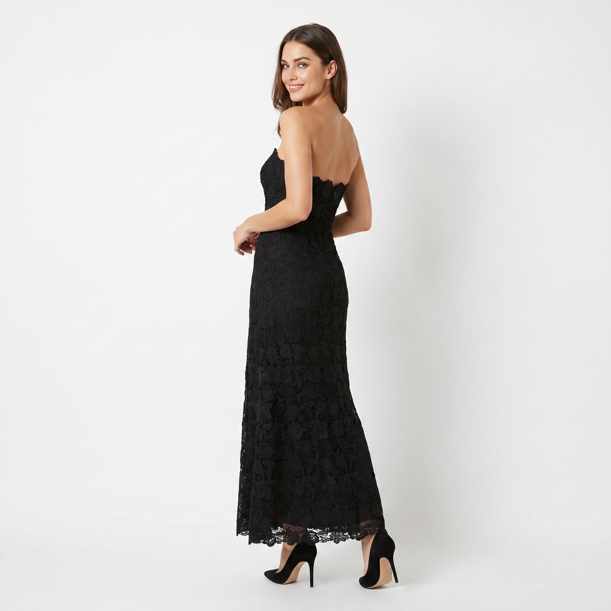 Lace Sweetheart Midi Dress