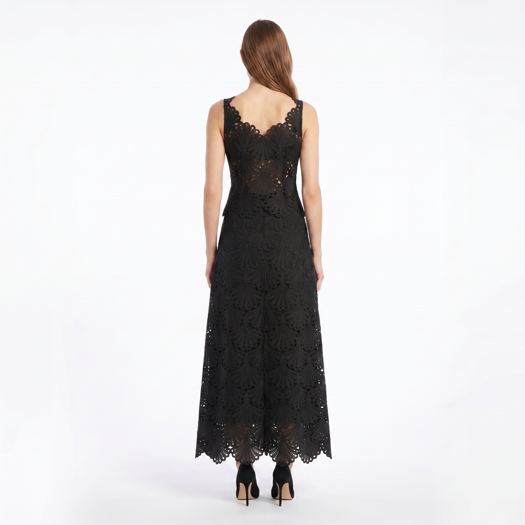 Lace Scallop Corset Maxi Skirt