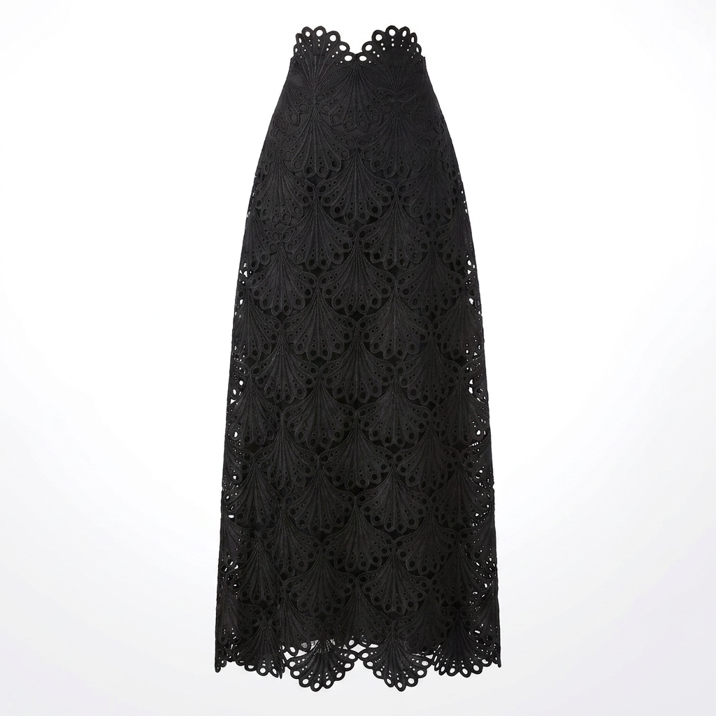 Lace Scallop Corset Maxi Skirt