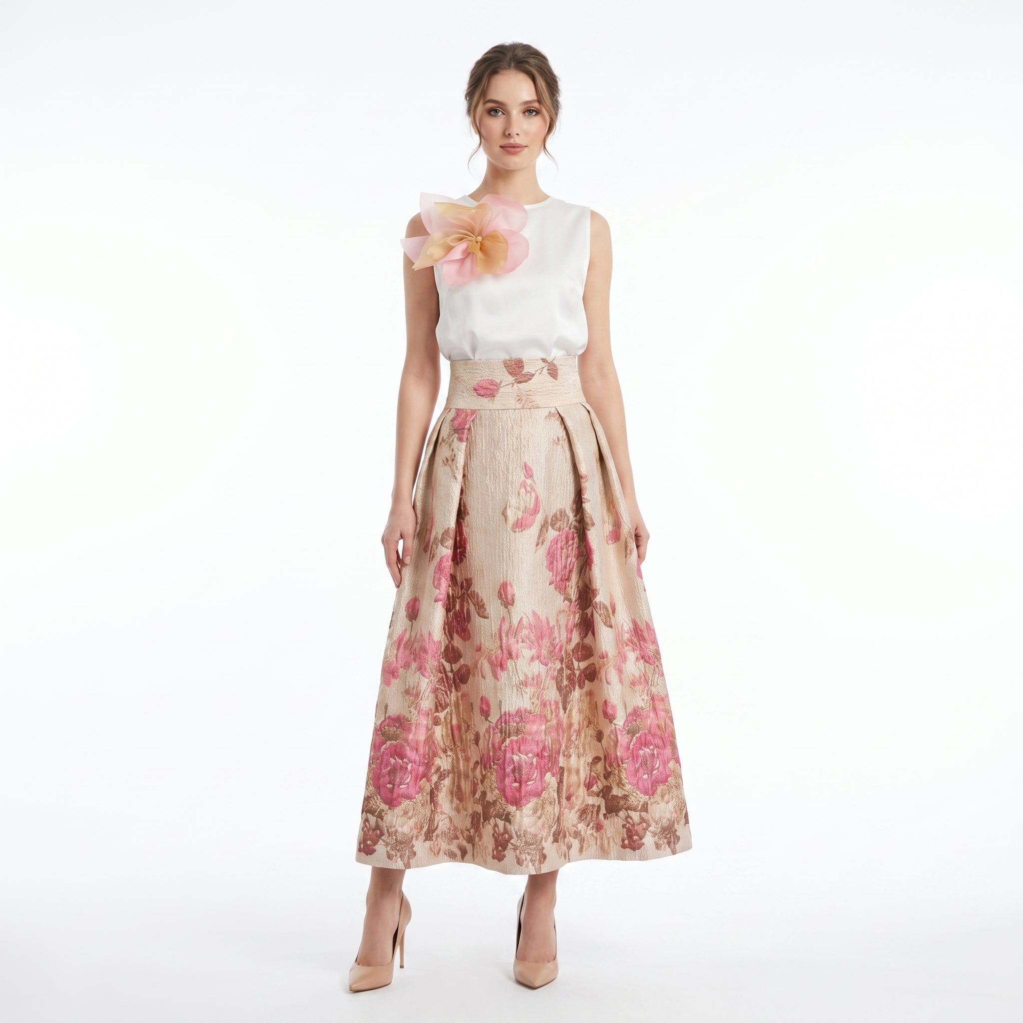 Floral Brocade Maxi Skirt
