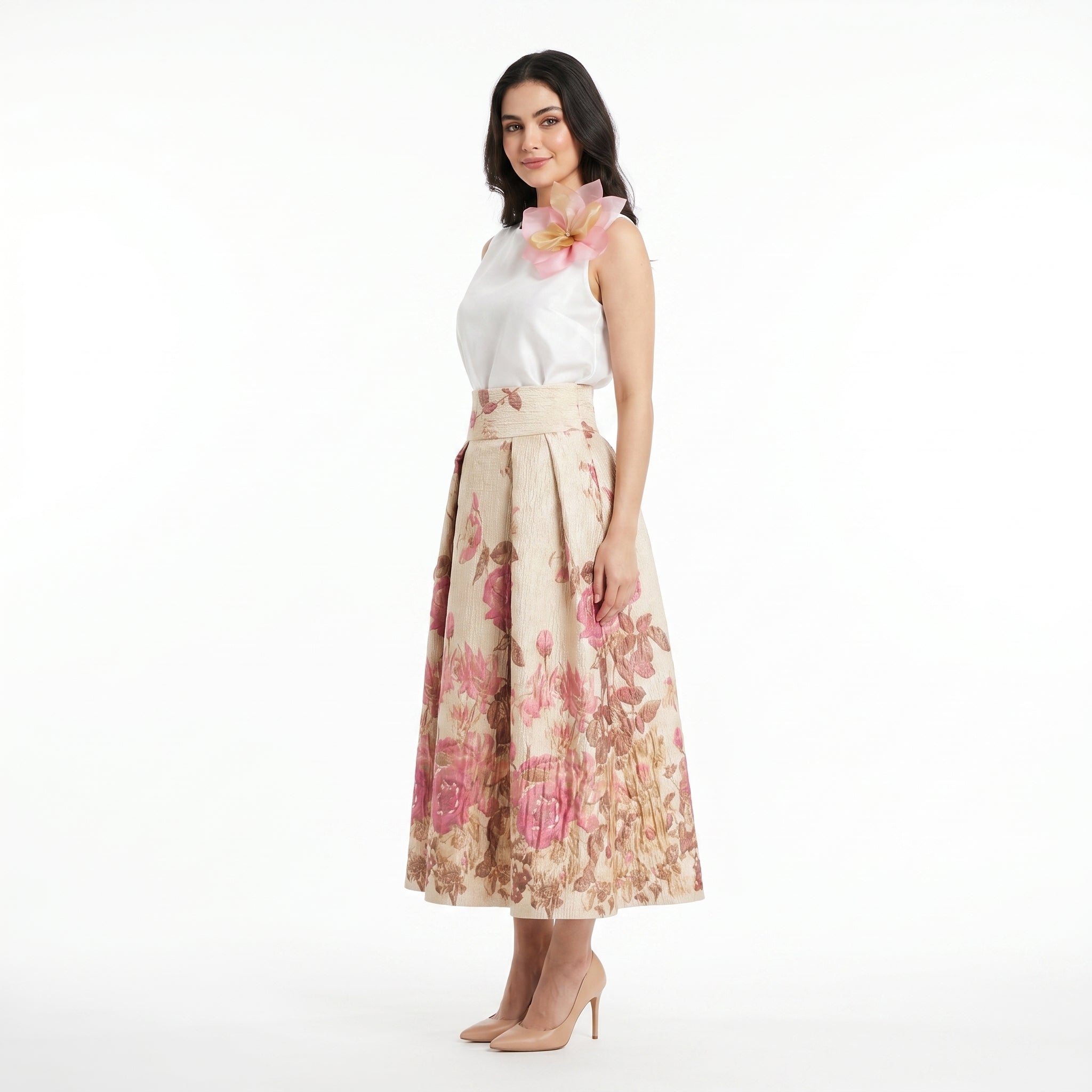 Floral Brocade Maxi Skirt