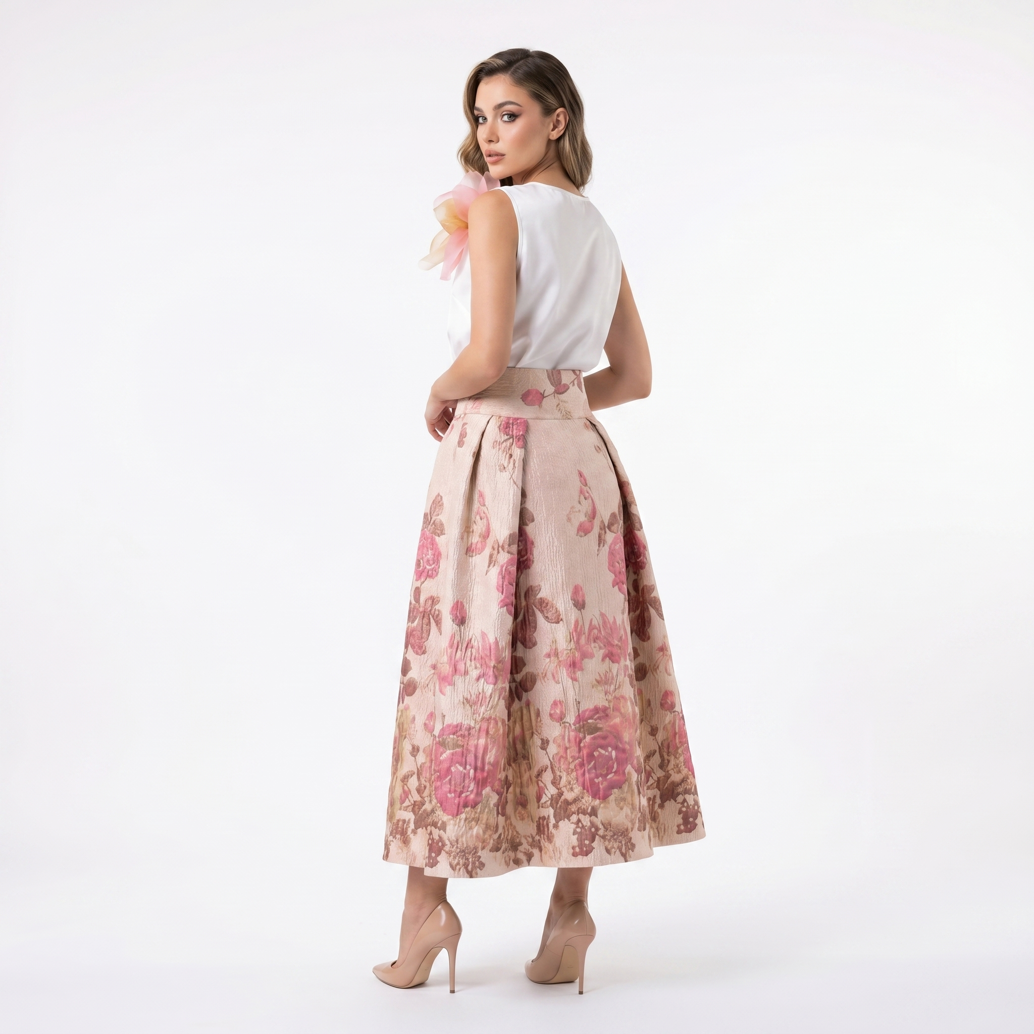Floral Brocade Maxi Skirt