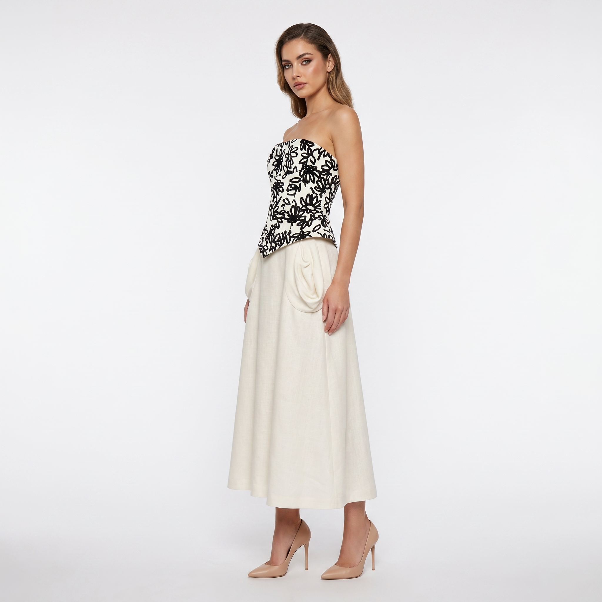Linen hemp A-line skirt