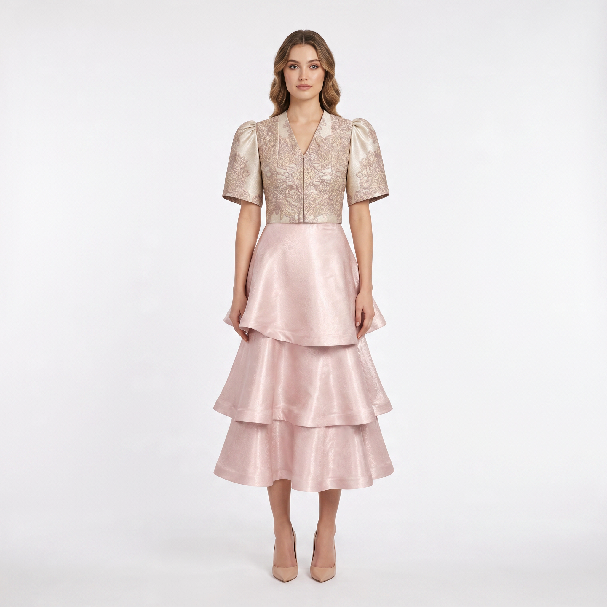 SILK MULTI LAYERED MIDI SKIRT