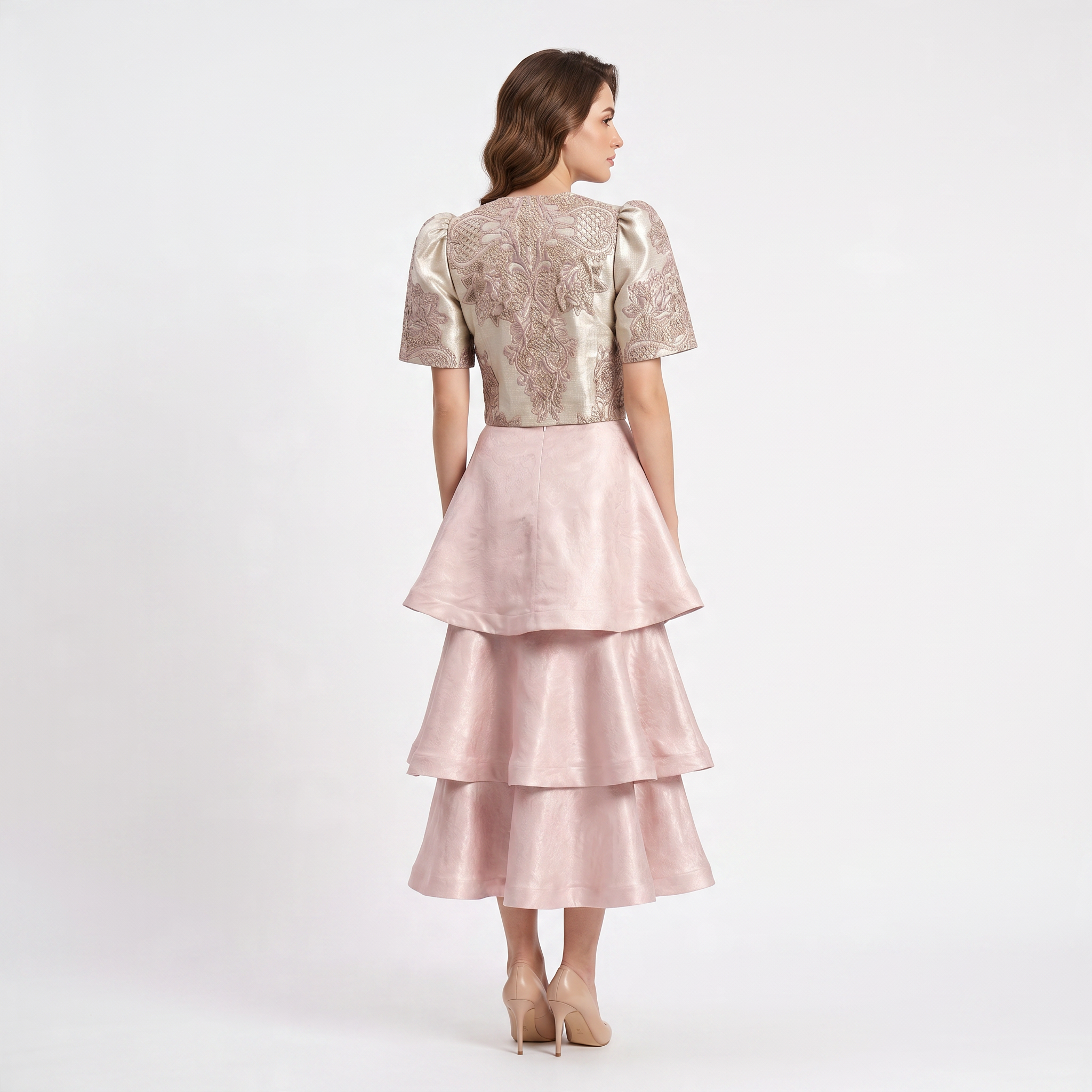 SILK MULTI LAYERED MIDI SKIRT