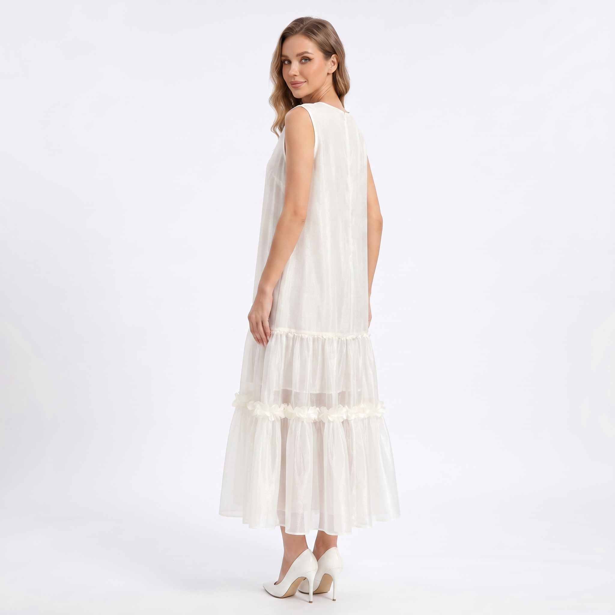 Layered Sleeveless Organza Summer Dress