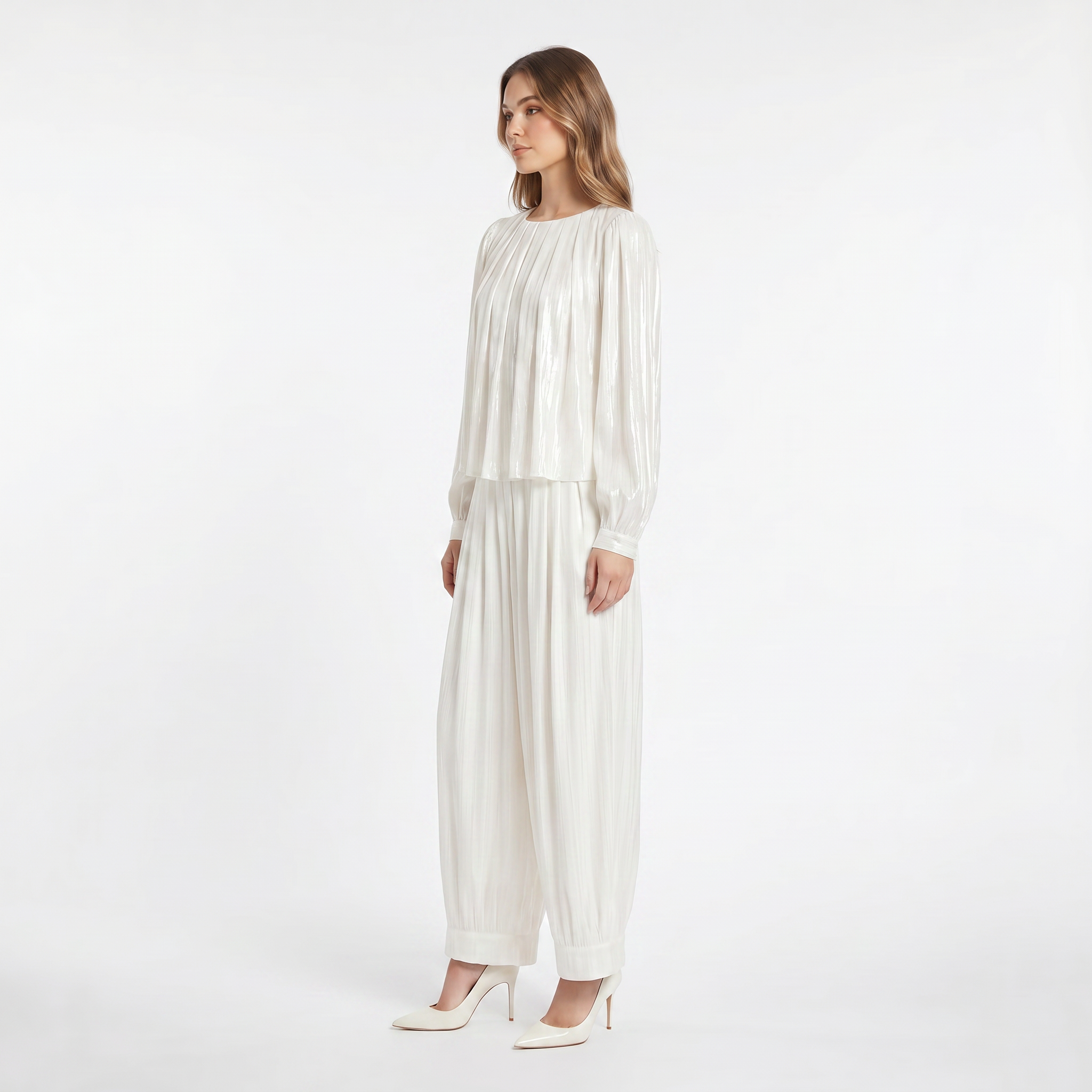 Shimmer Pleated Haram Pants
