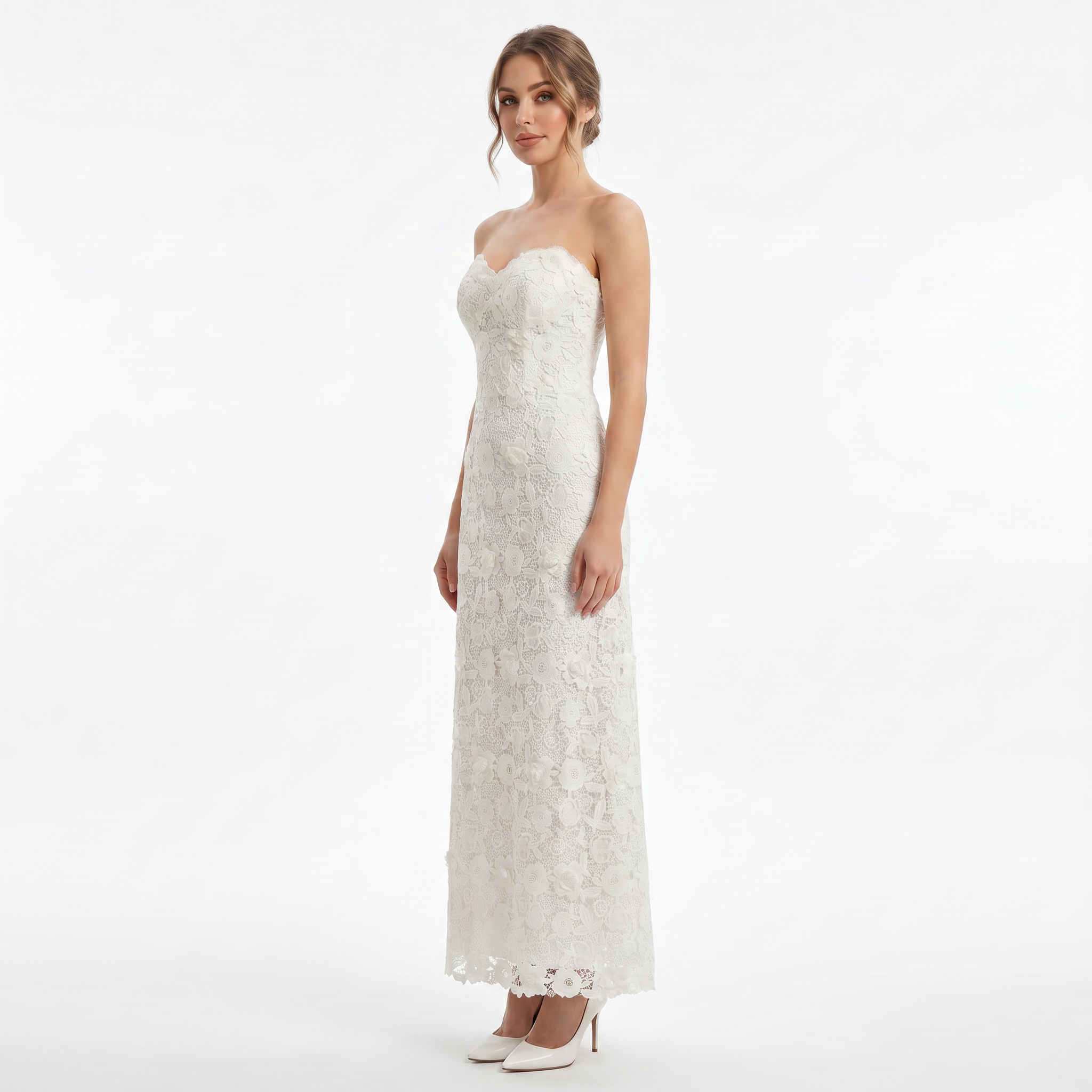 Lace Sweetheart Midi Dress