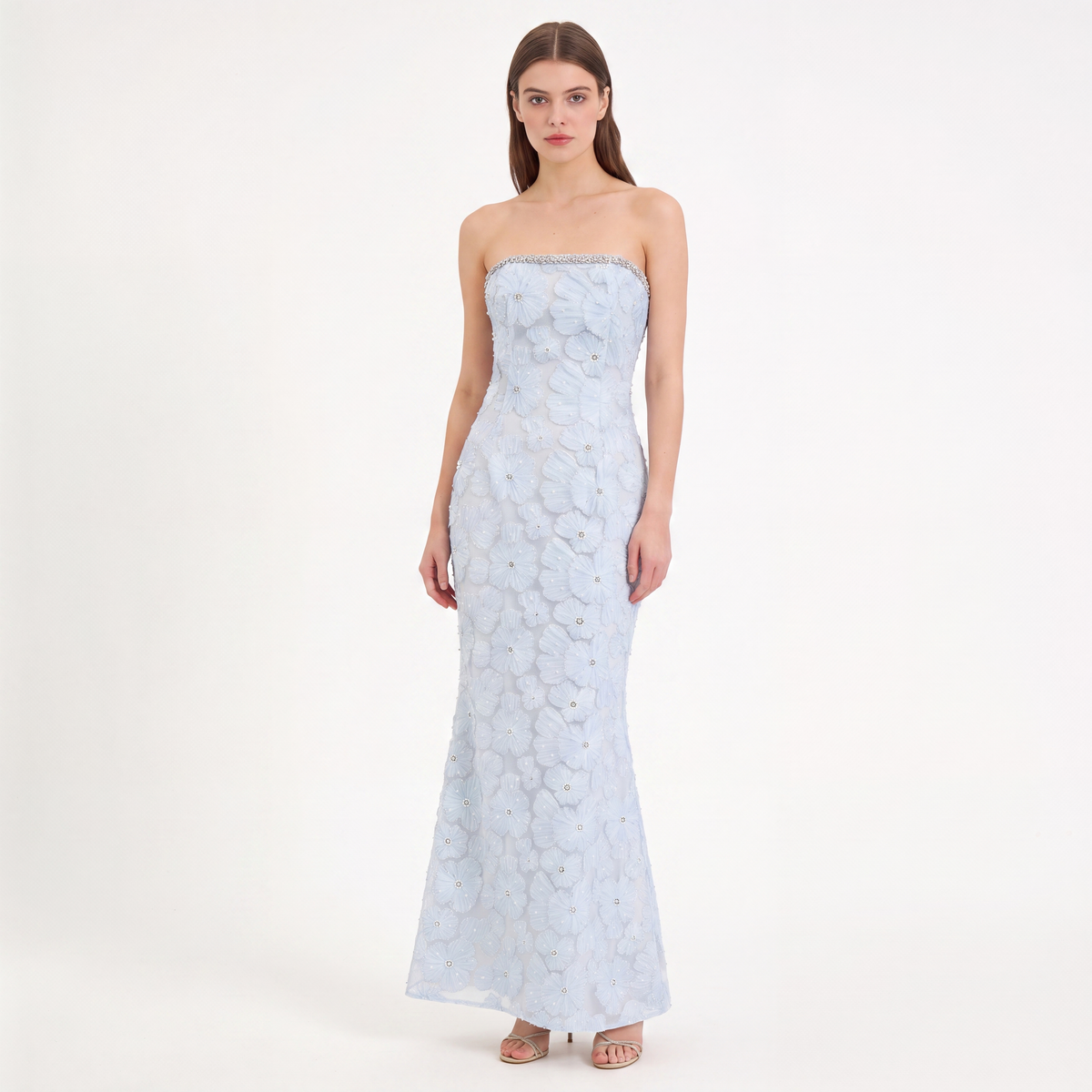 Fleur de Perle Strapless Mermaid  Dress