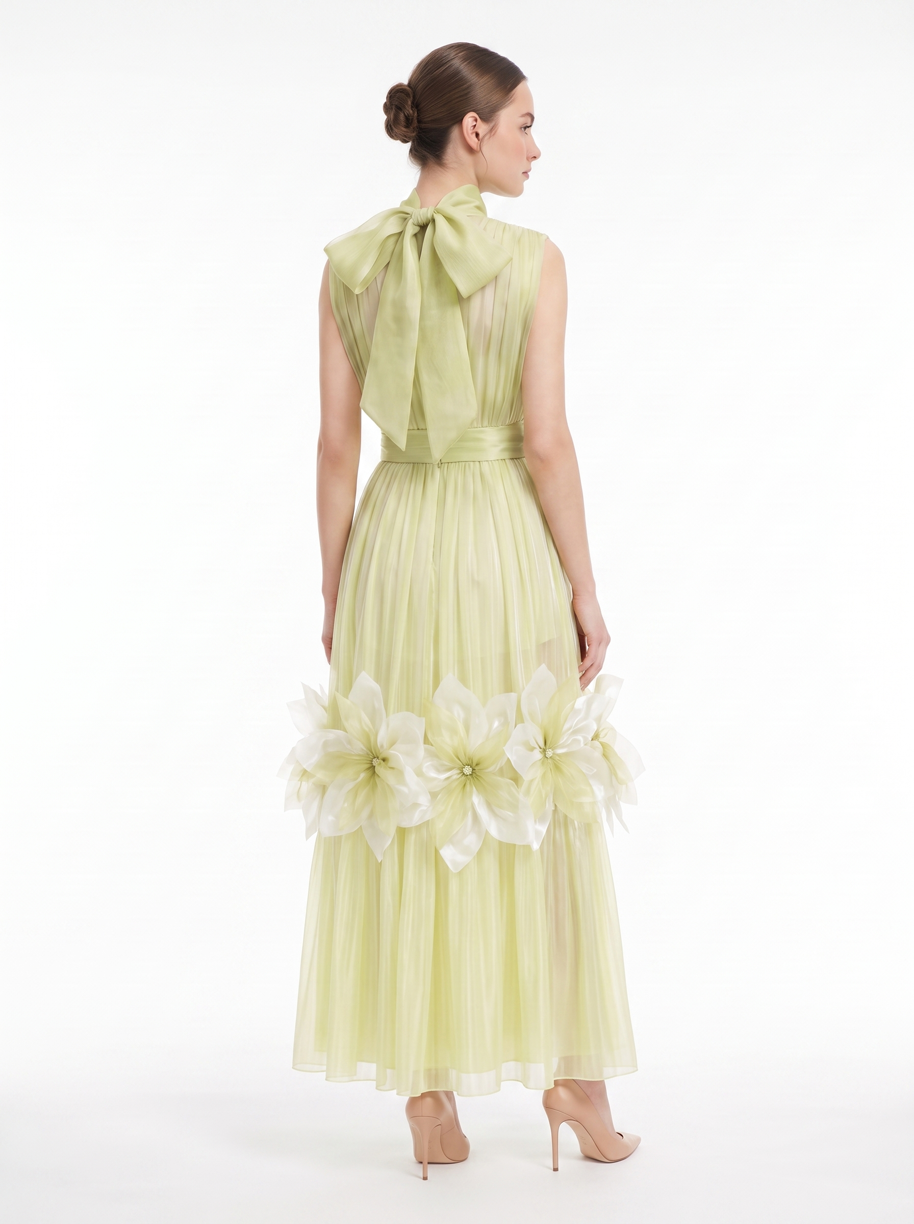 Silk Fleurs High-Neck Maxi Dress