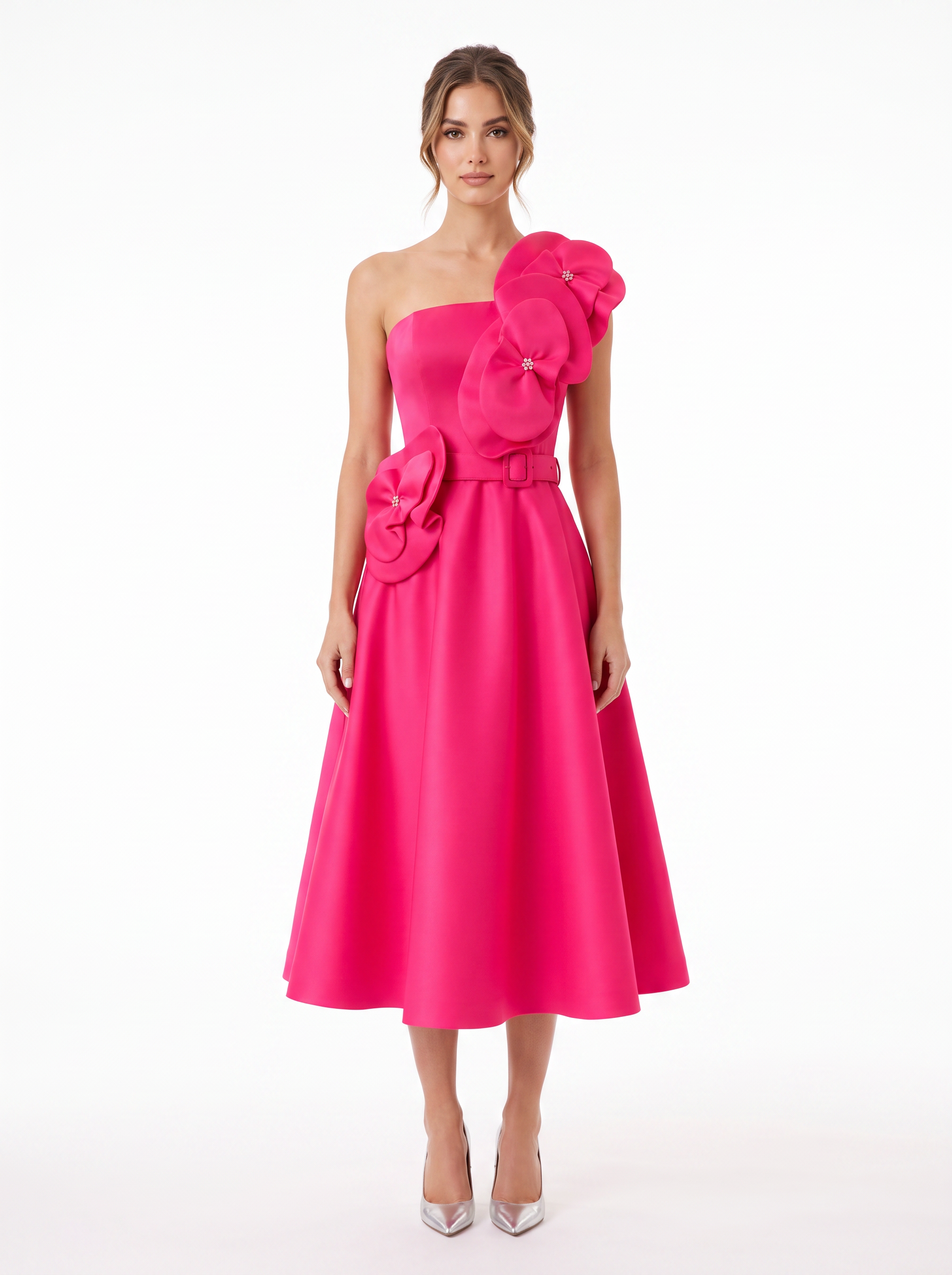 Trio Fleur Appliqué Mini Cocktail Dress