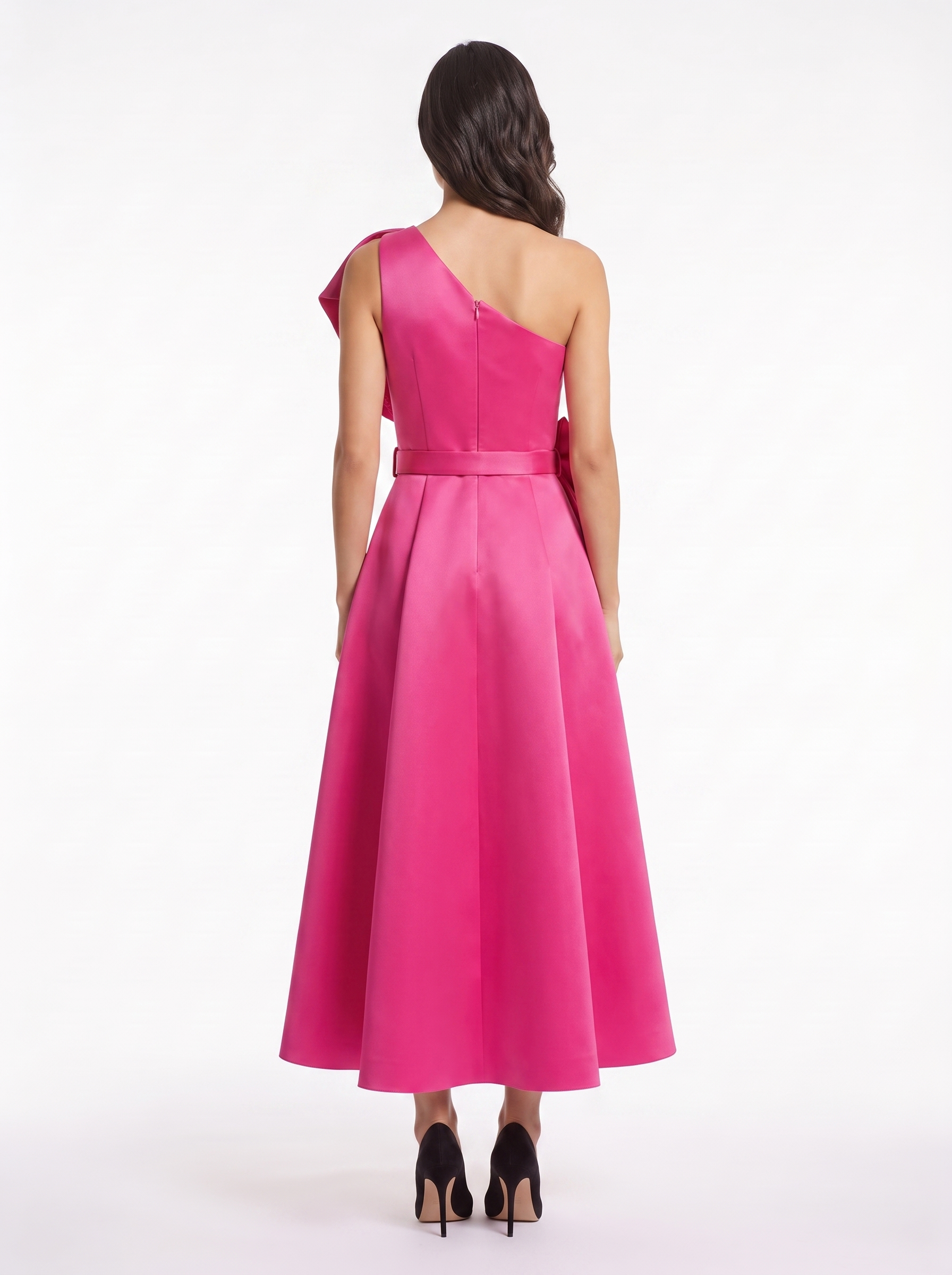 Feuille Appliqué One Shoulder Maxi Dress
