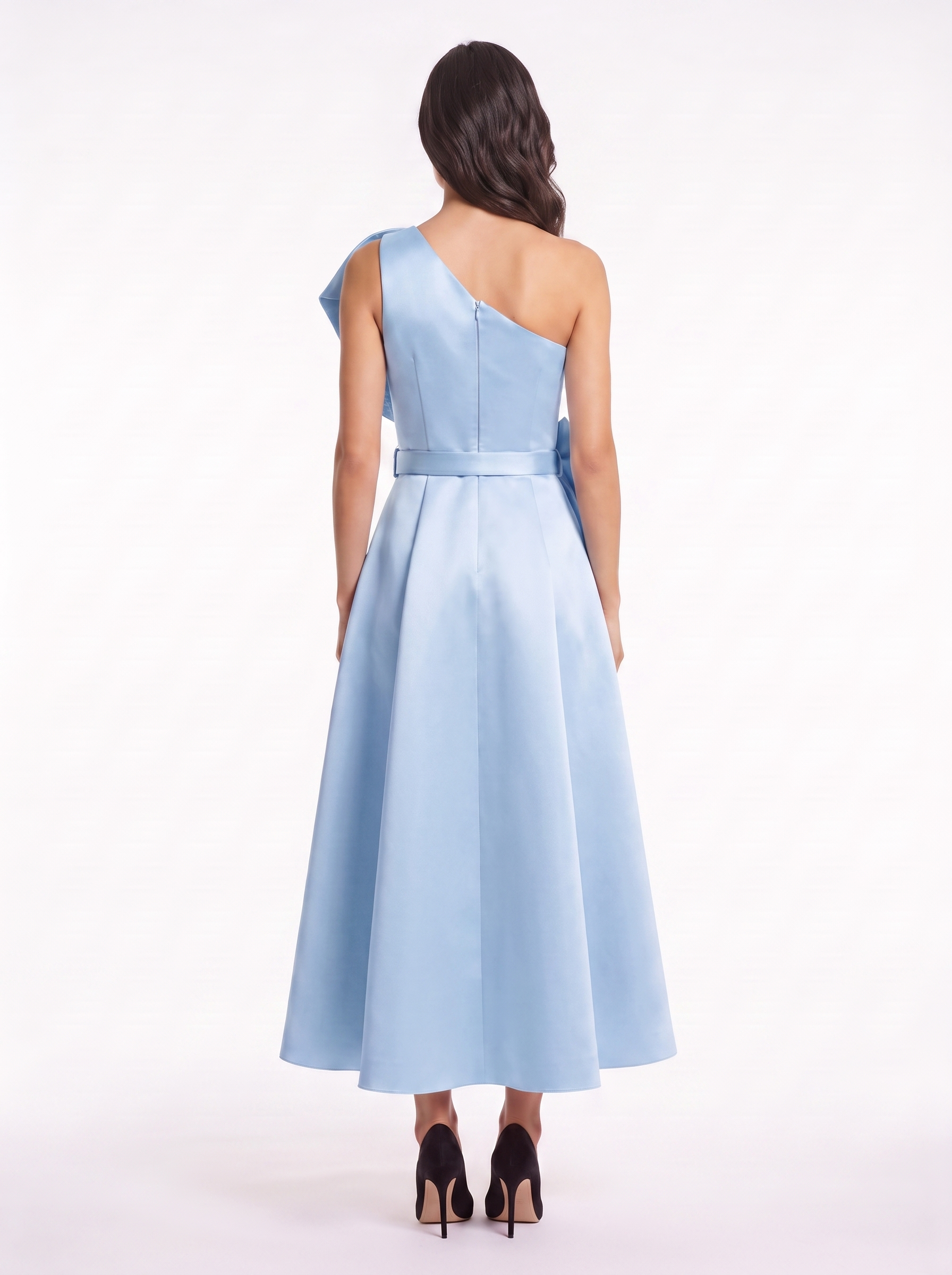 Feuille Appliqué One Shoulder Maxi Dress