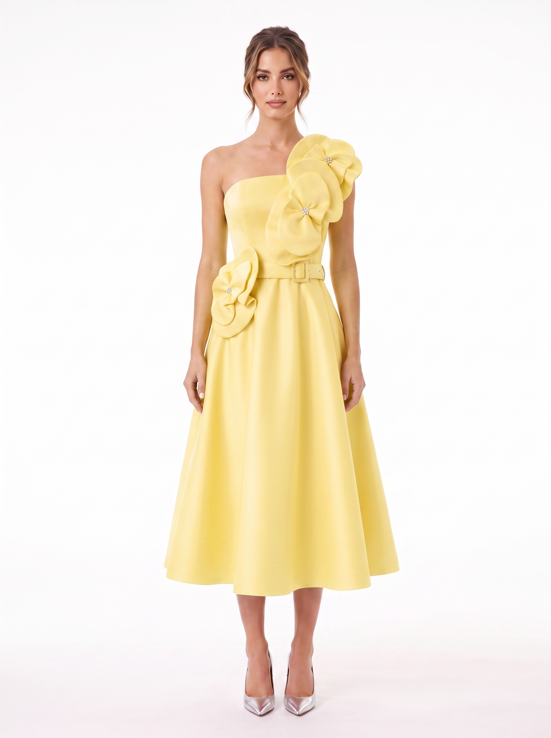 Trio Fleur Appliqué Mini Cocktail Dress