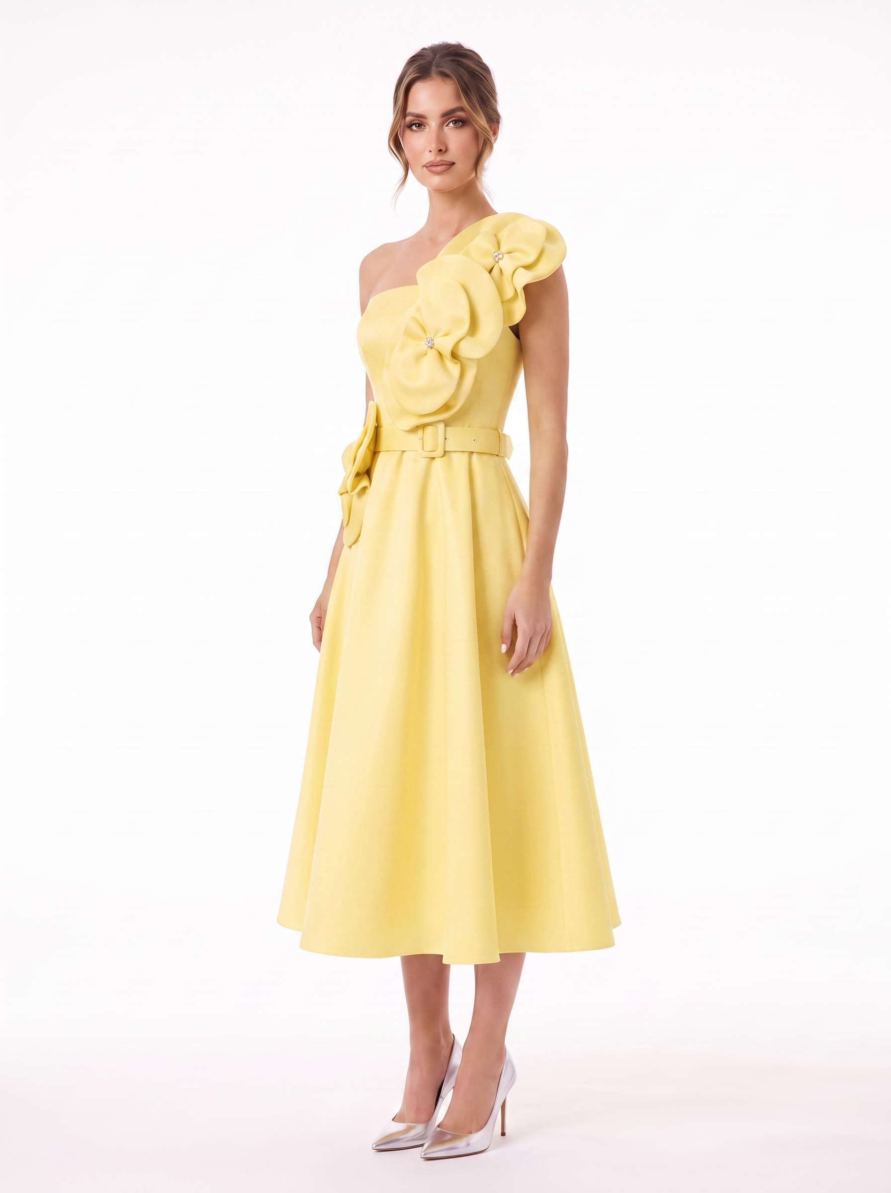 Trio Fleur Appliqué Mini Cocktail Dress