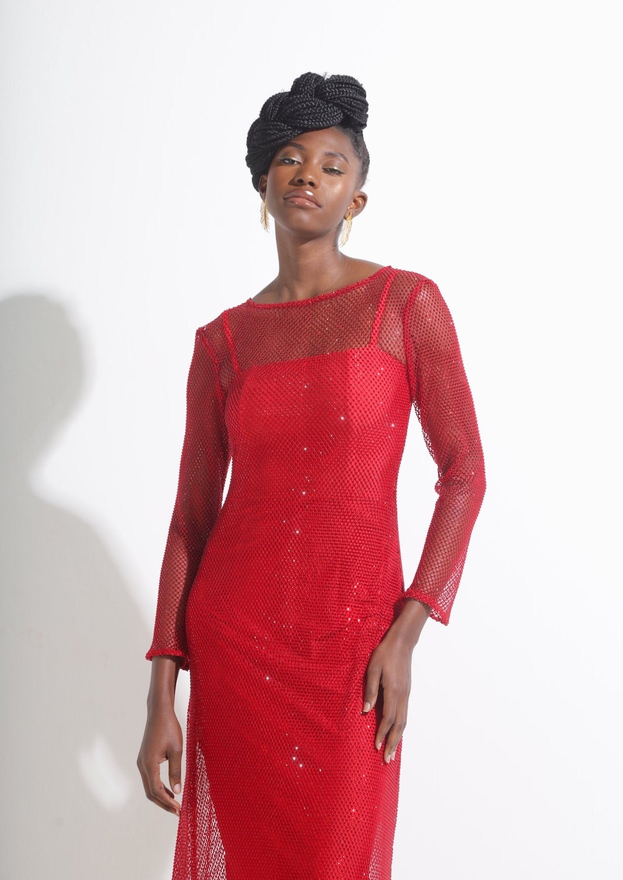 Feather-trimmed Crystal Embellished A-line Dress