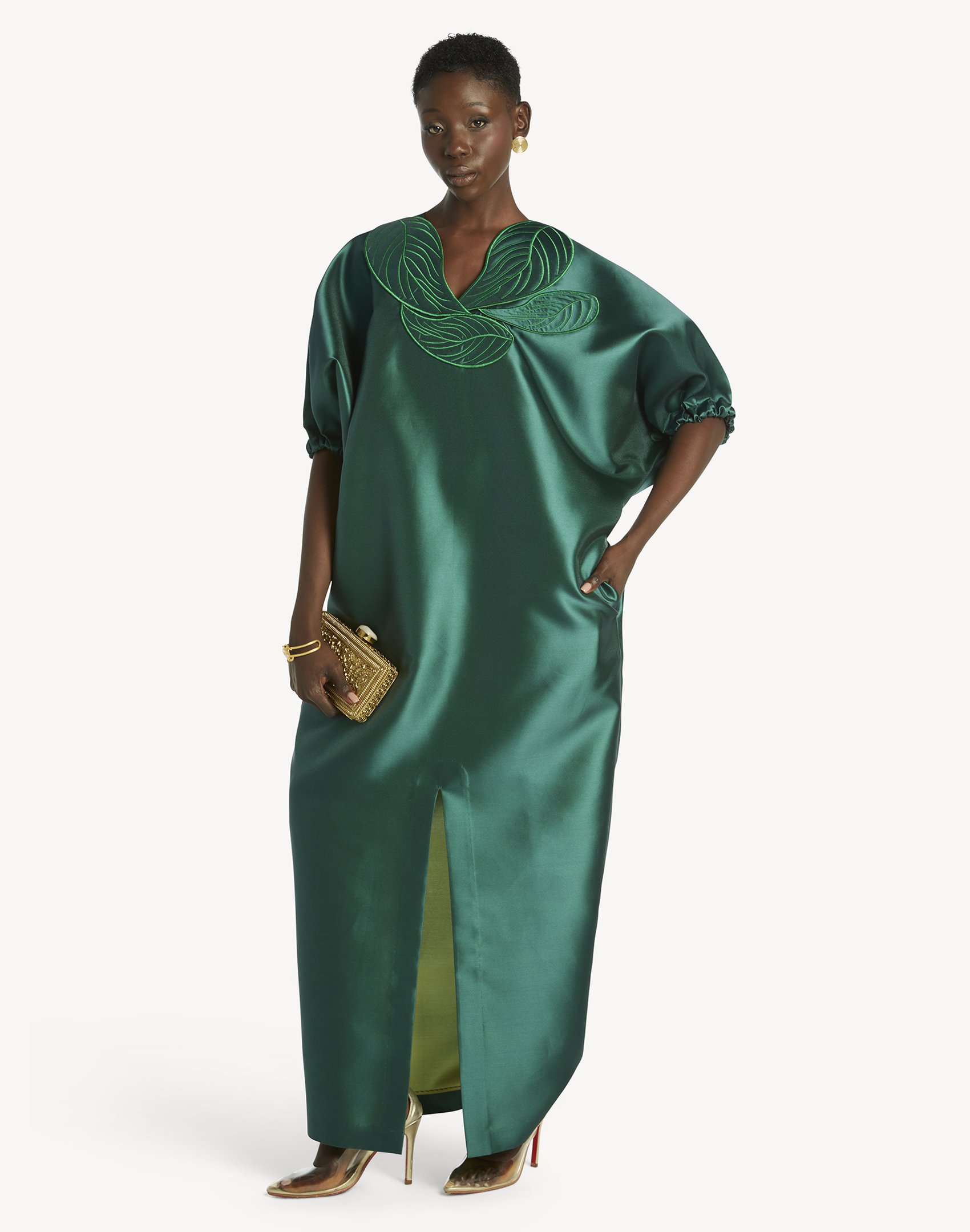 Anissa Leaf Appliqué Kaftan