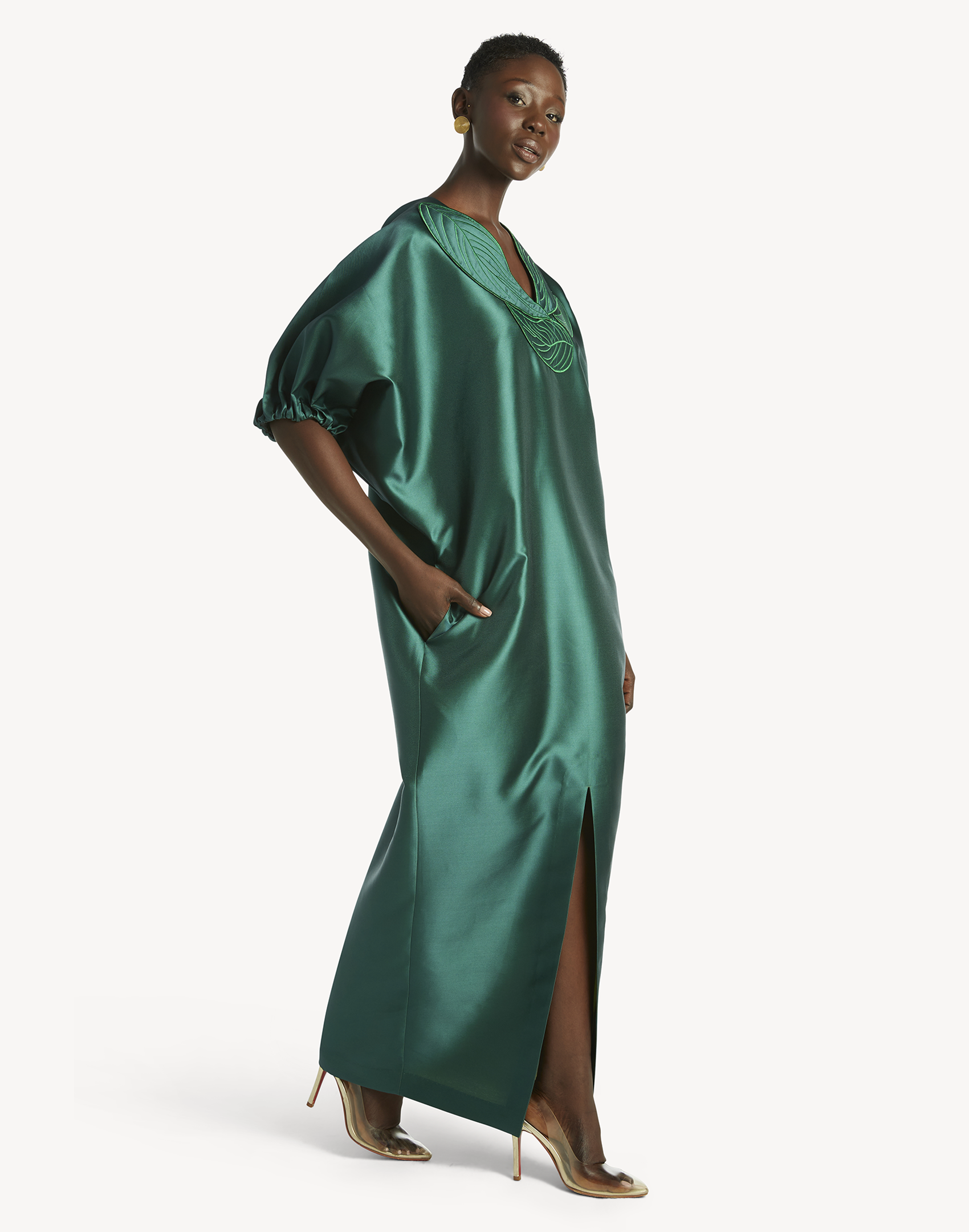 Anissa Leaf Appliqué Kaftan