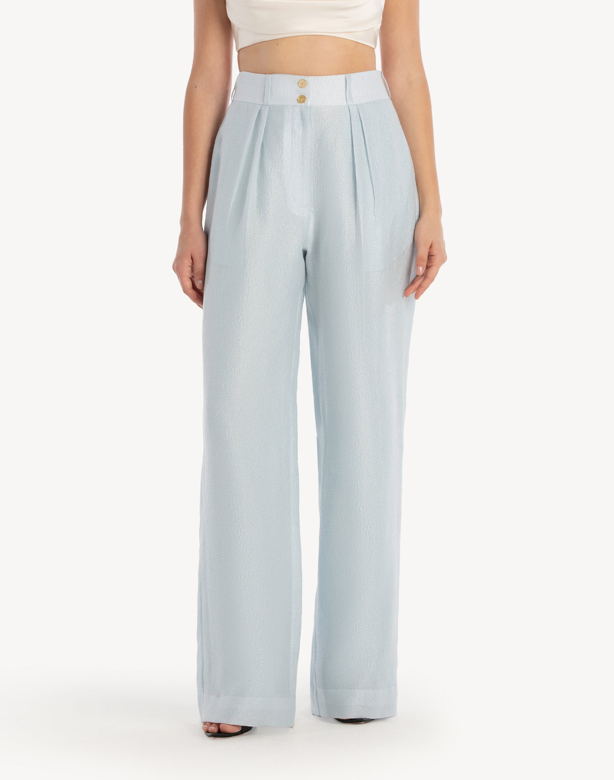 Silk Brocade High Waisted Trousers
