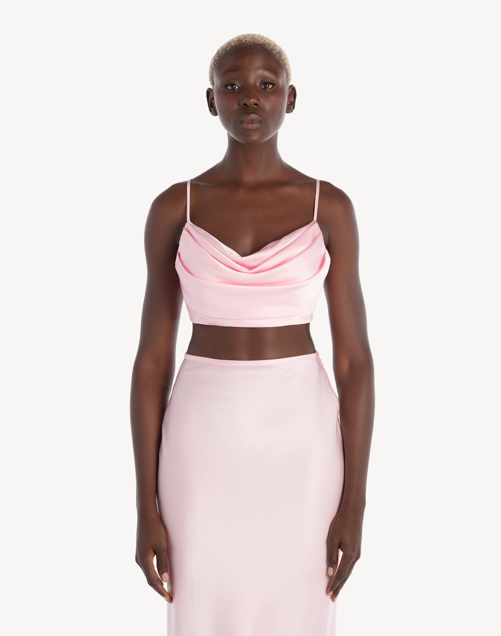 satin pink crop top