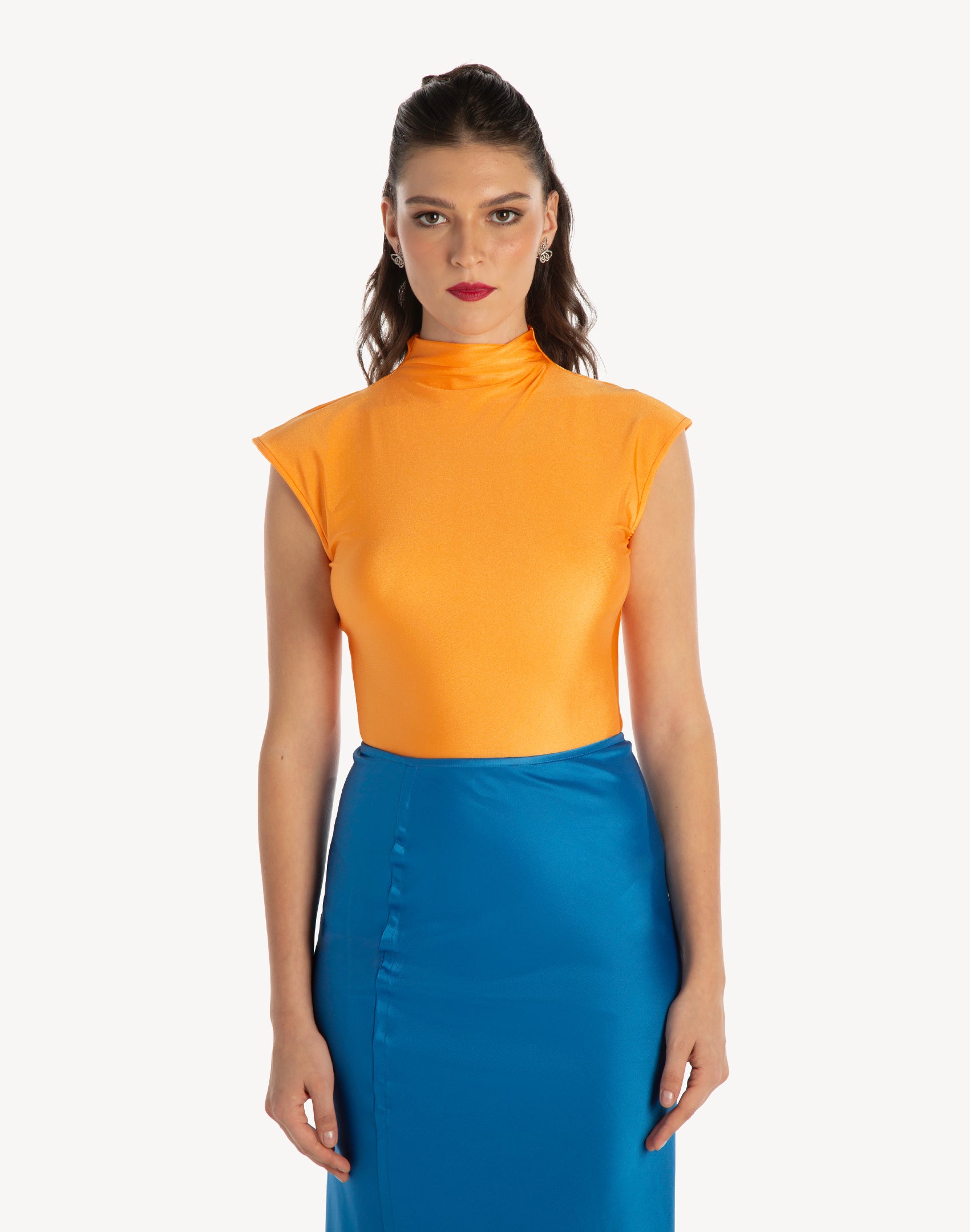 Bodysuit Sleeveless Top- Orange