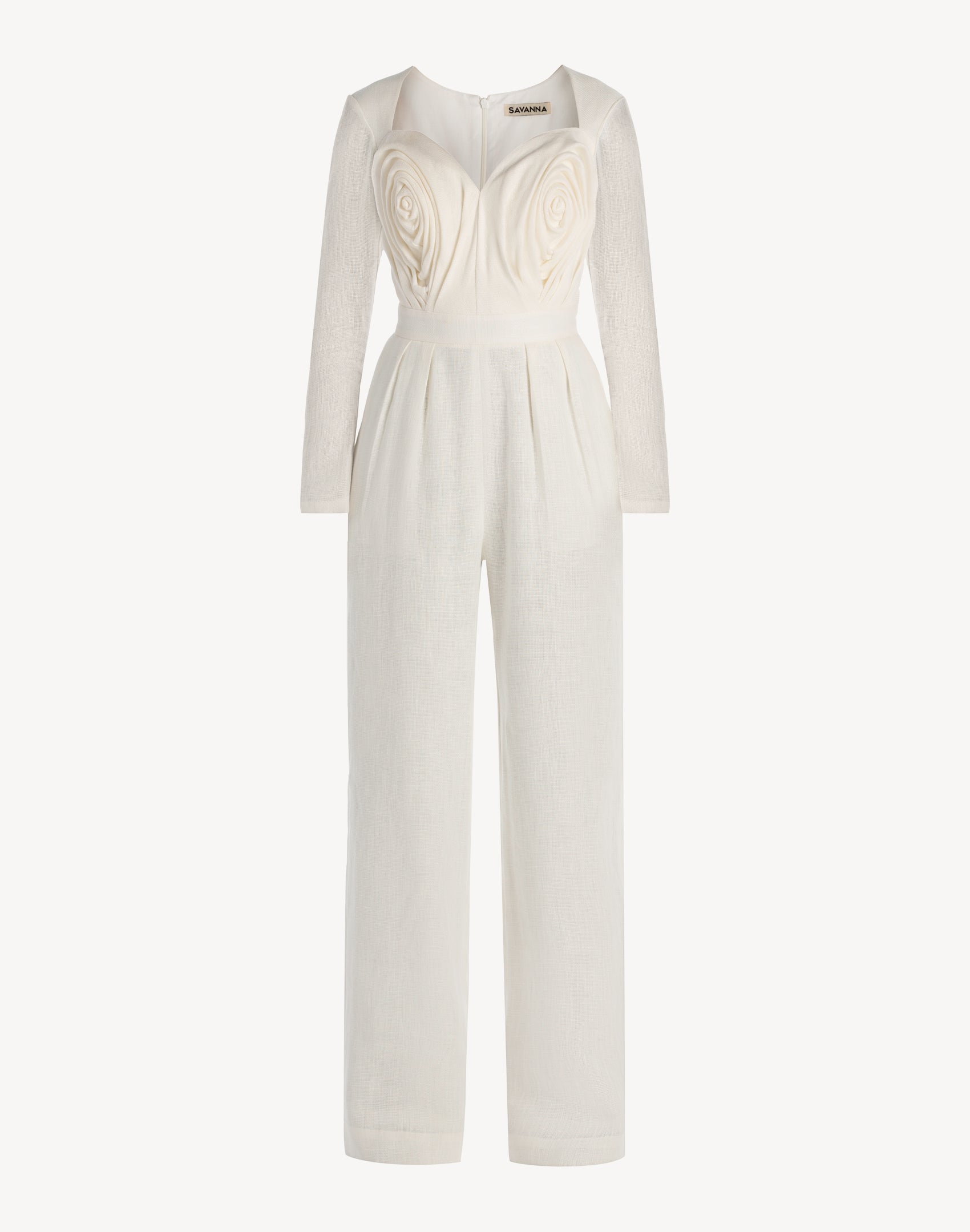 Linen Pleated Corset Sleeve Jumpsuit