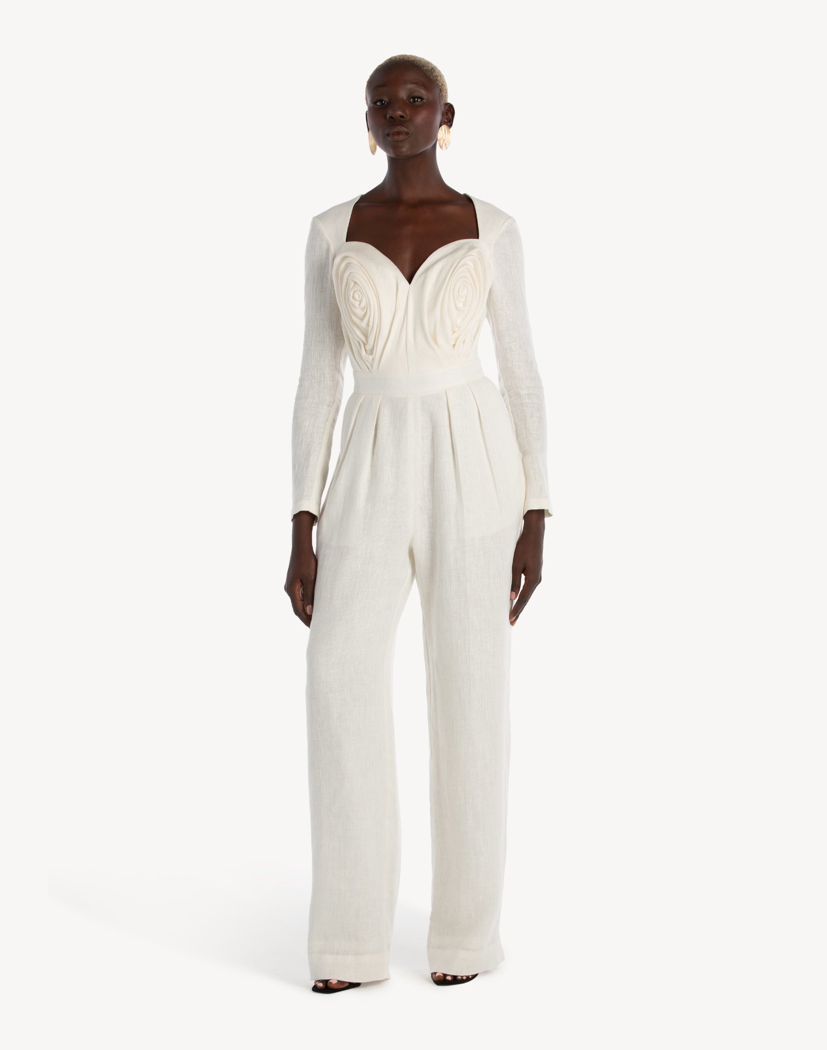 Linen Pleated Corset Sleeve Jumpsuit