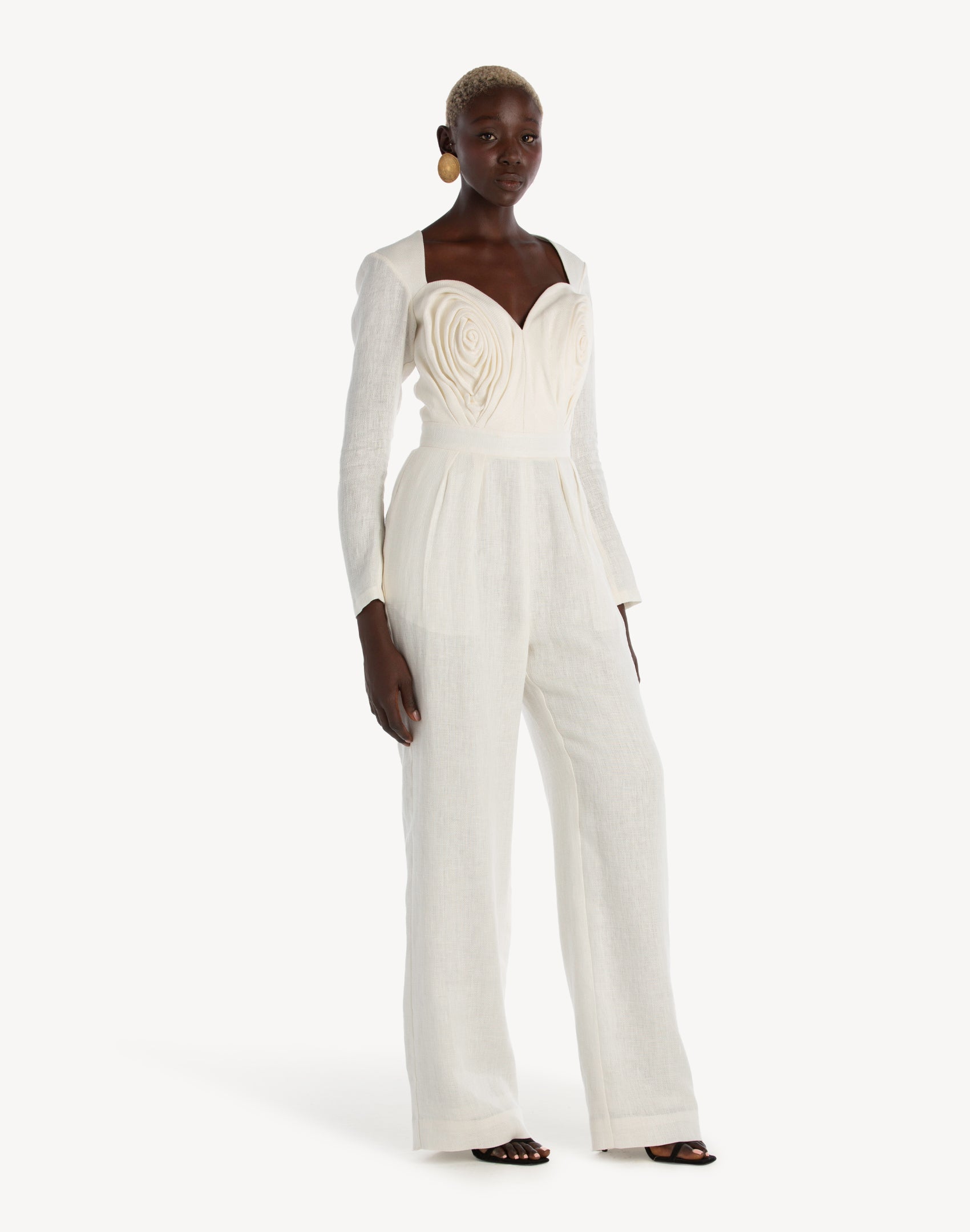 Linen Pleated Corset Sleeve Jumpsuit