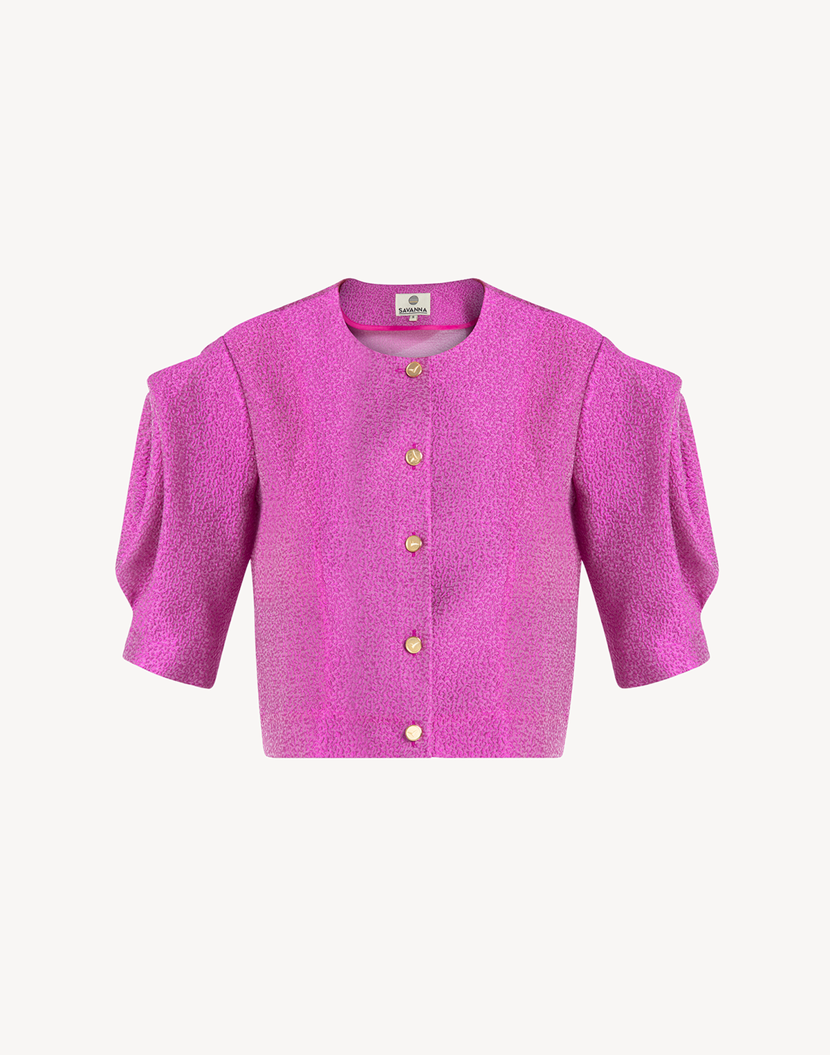 Silk Brocade Floral Draped Sleeve Blouse
