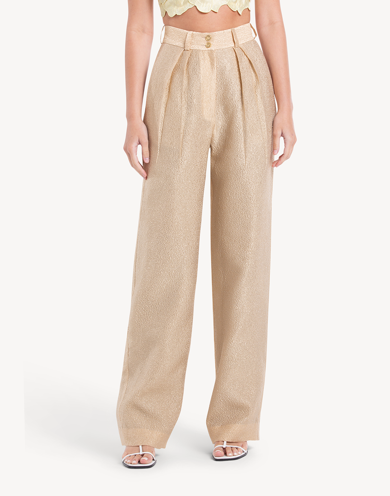 Silk Brocade High Waisted Trousers