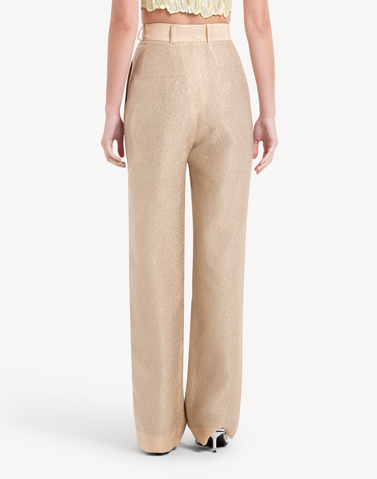 Silk Brocade High Waisted Trousers