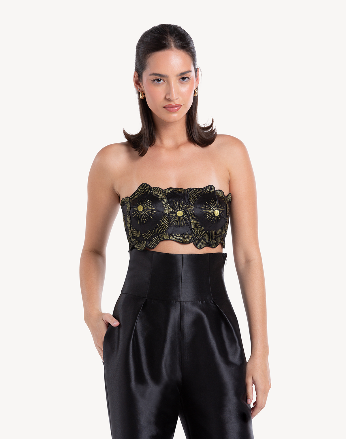 Mikado Floral Applique Corset Top