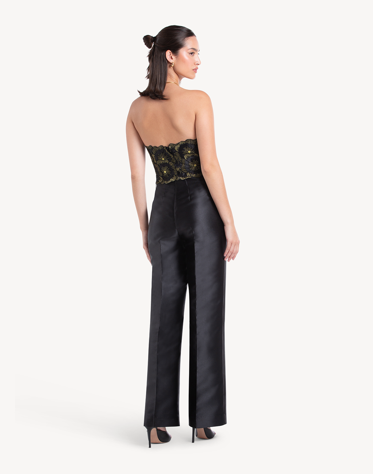 Sheen Floral Applique Corset Jumpsuit