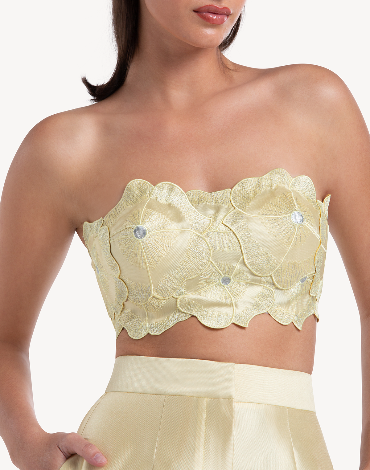 Mikado Floral Applique Corset Top