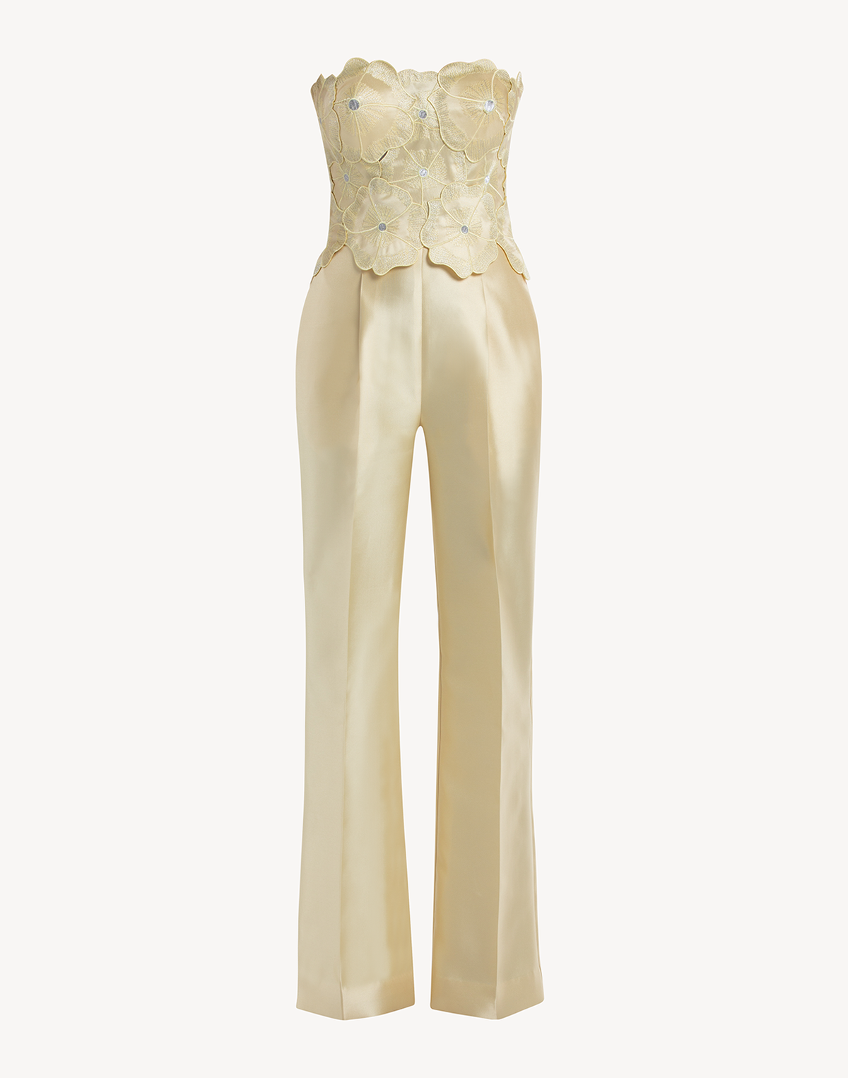 Sheen Floral Applique Corset Jumpsuit