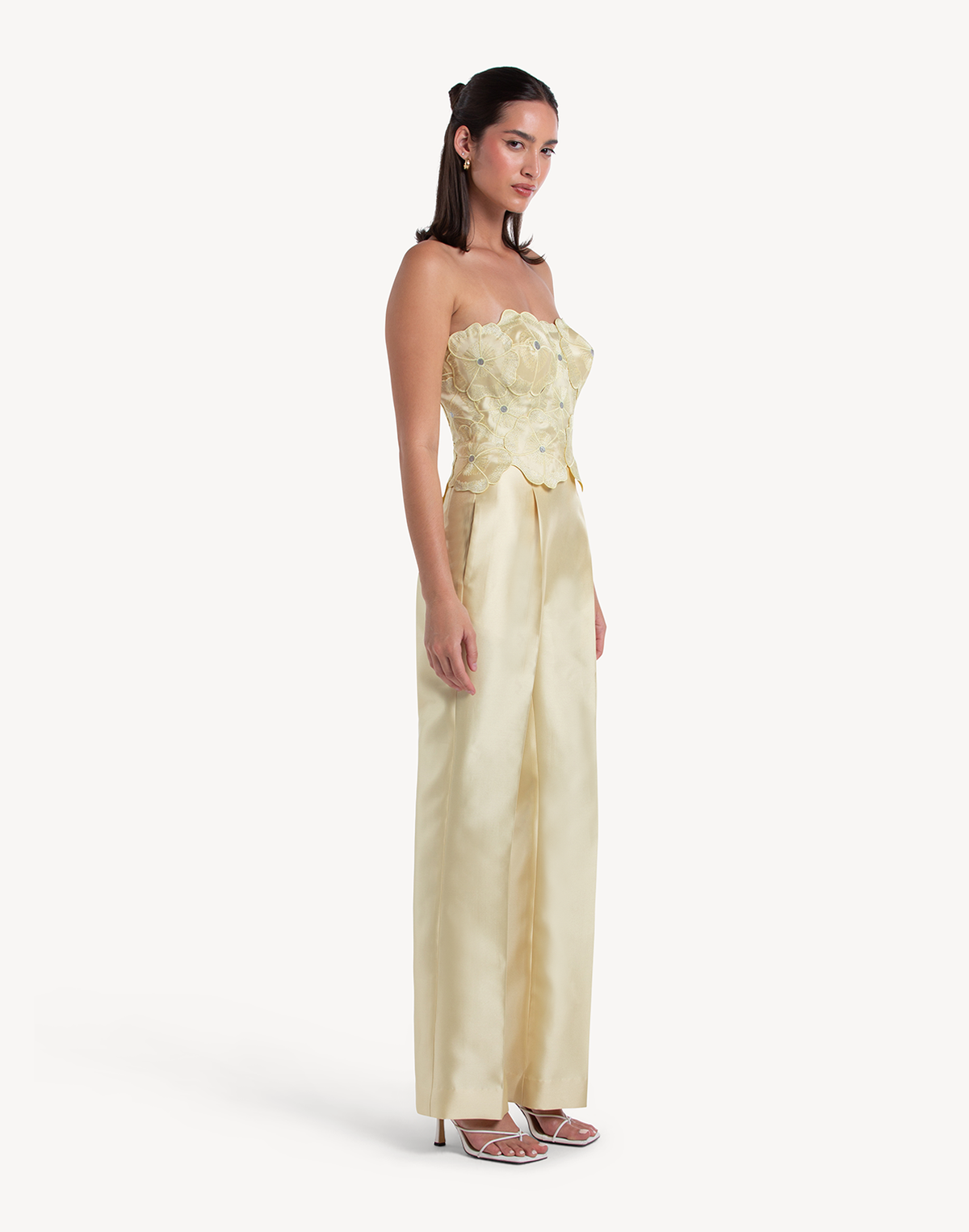 Sheen Floral Applique Corset Jumpsuit