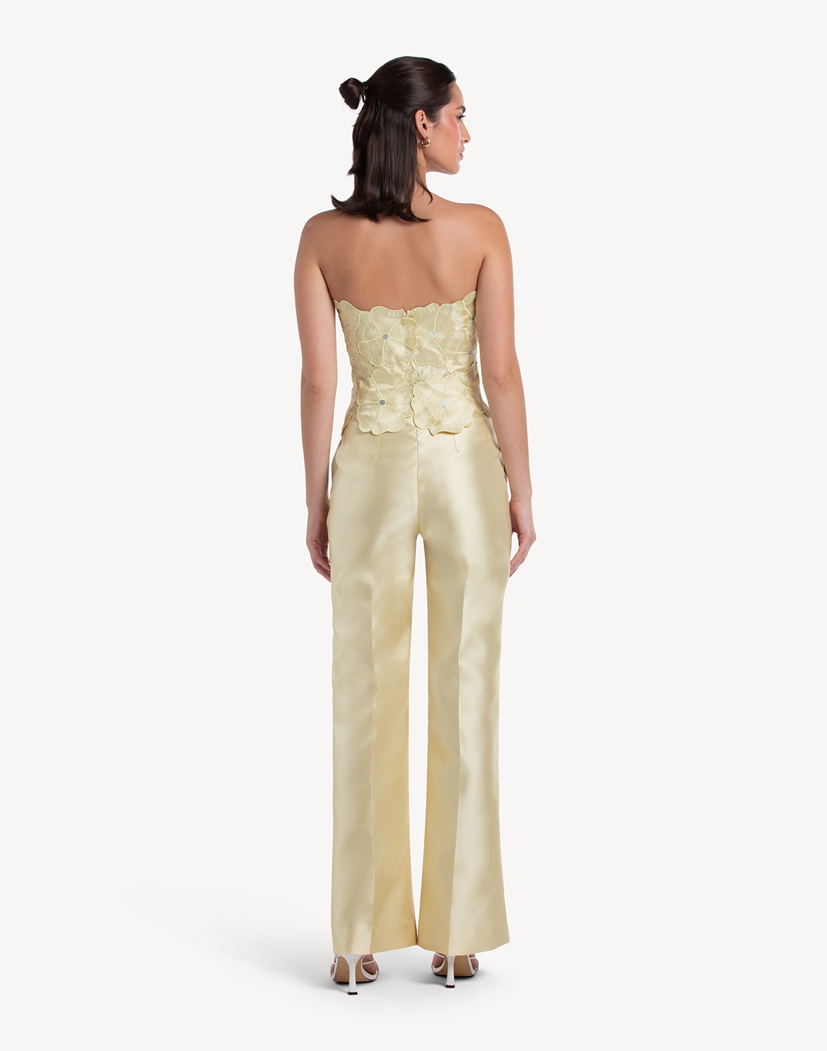 Sheen Floral Applique Corset Jumpsuit