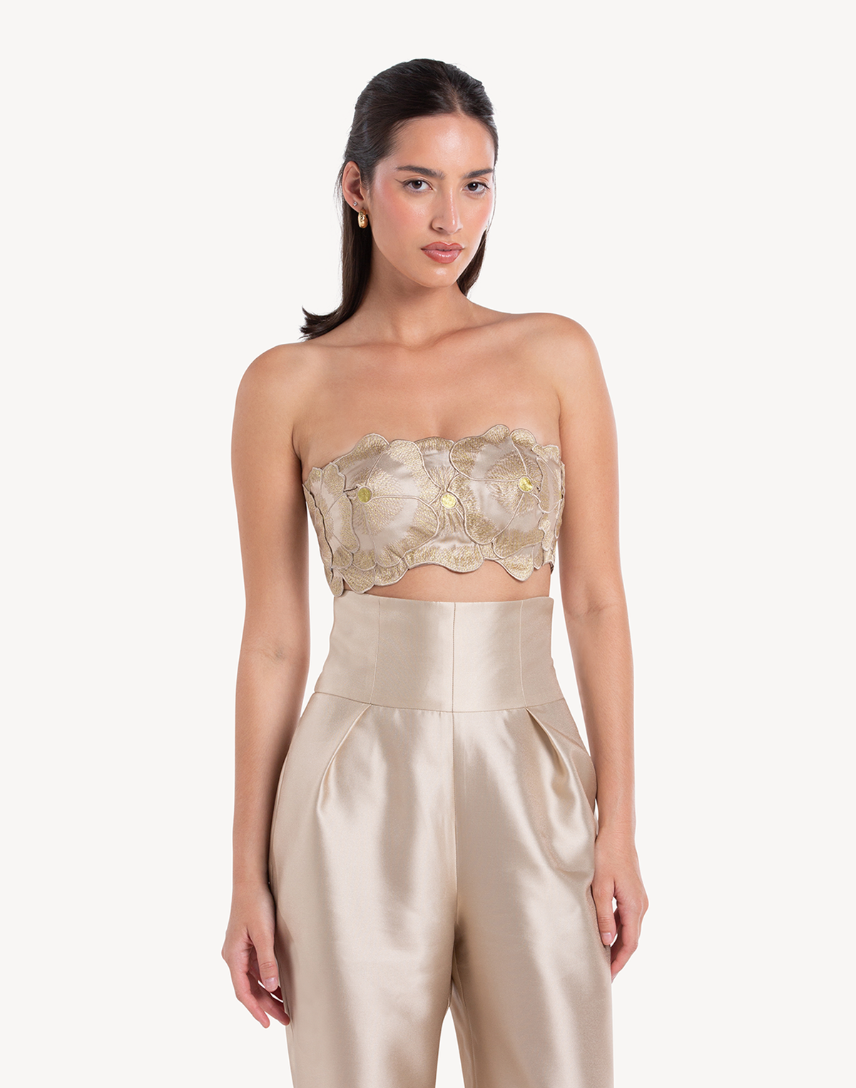 Mikado Floral Applique Corset Top