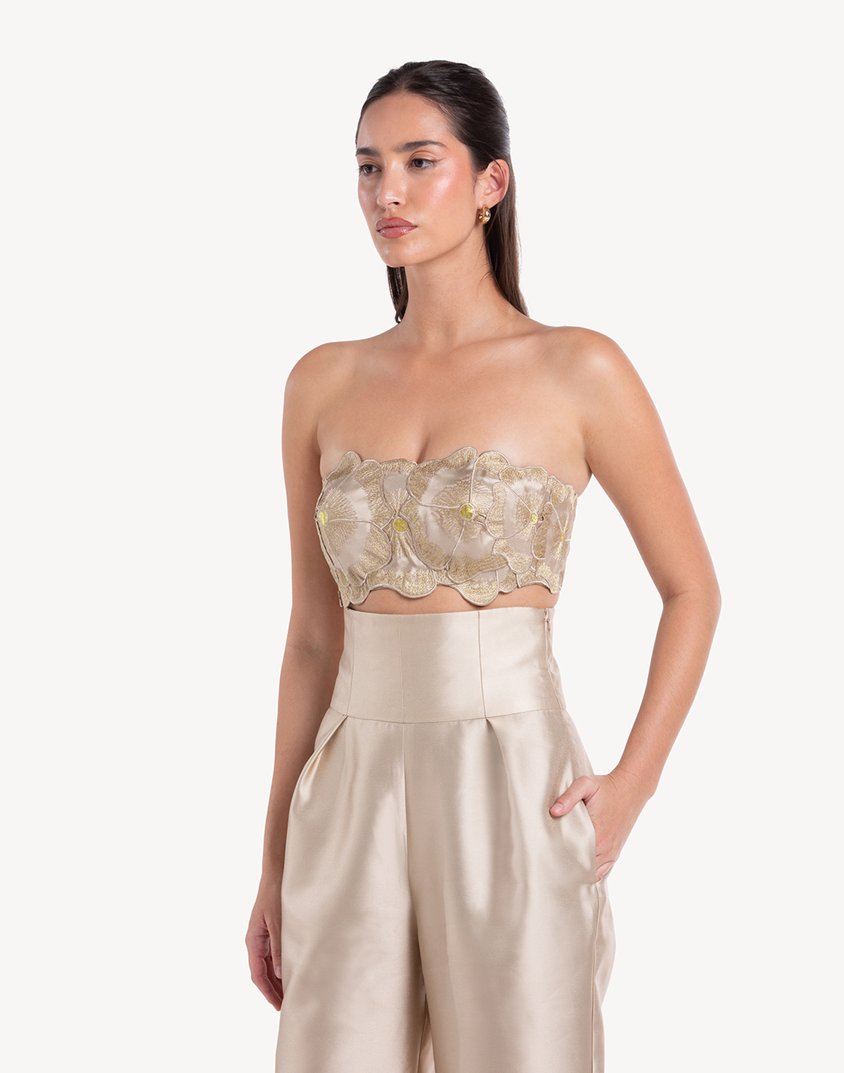 Mikado Floral Applique Corset Top